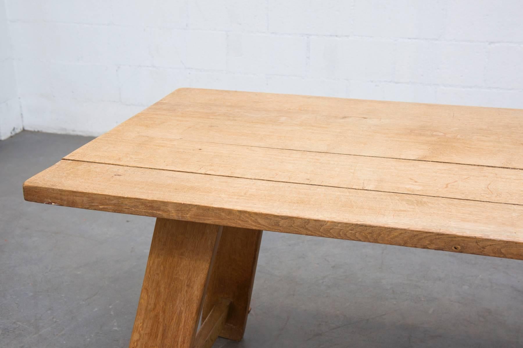 Dutch Solid Oak Trestle Dining Table