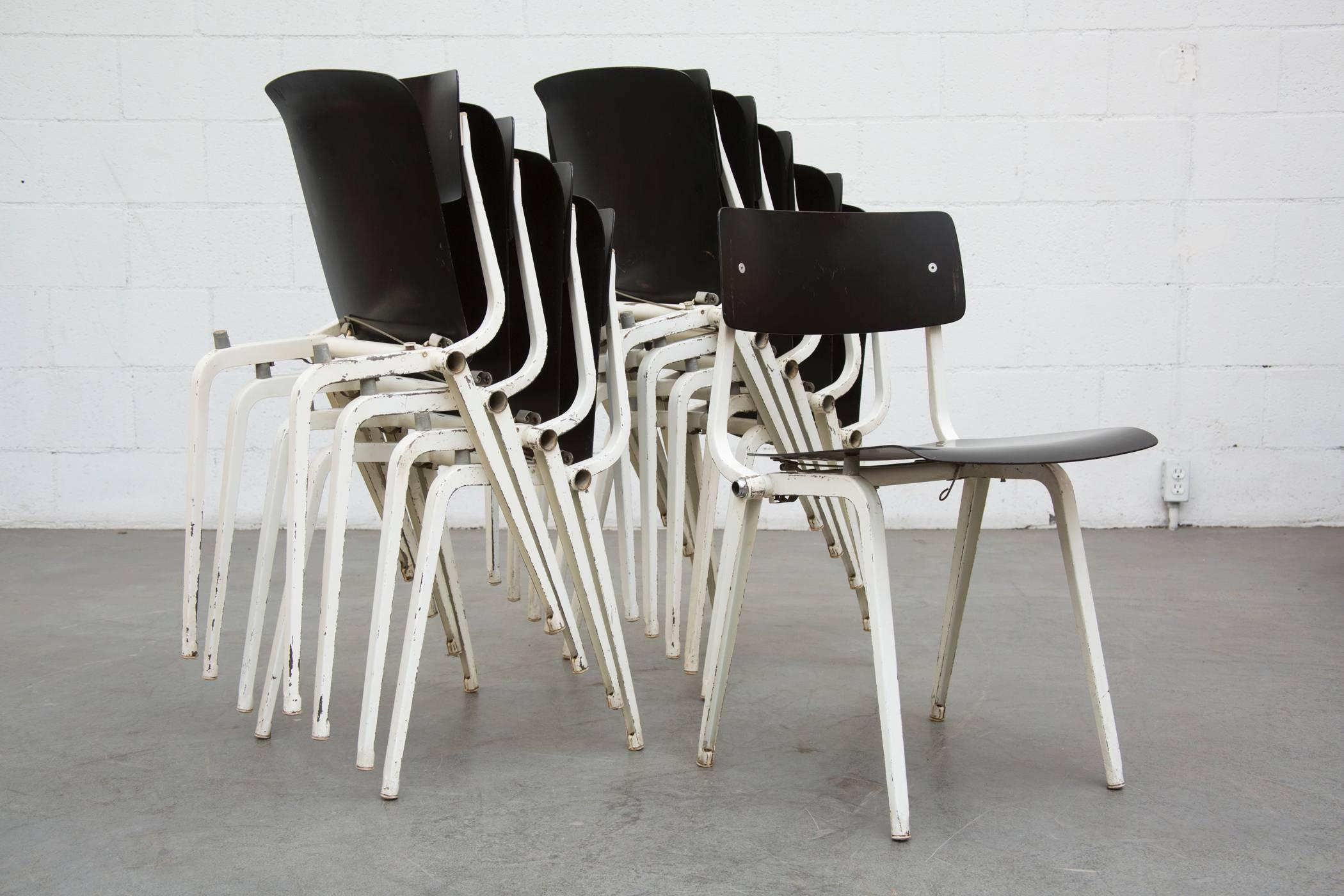 Dutch Set of Ten Rare Friso Kramer Revolt Folding Theatre Chairs