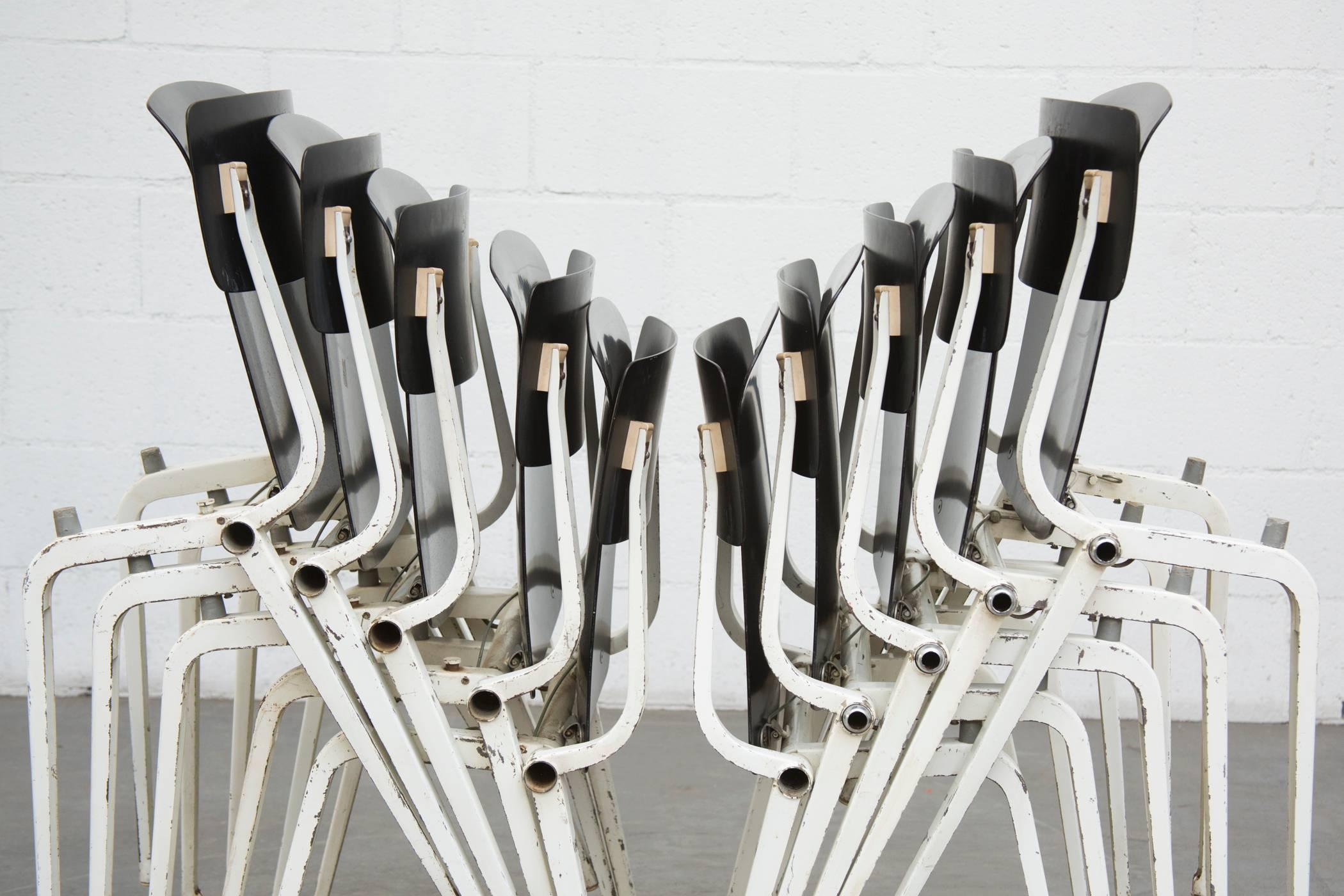 Mid-Century Modern Set of Ten Rare Friso Kramer Revolt Folding Theatre Chairs