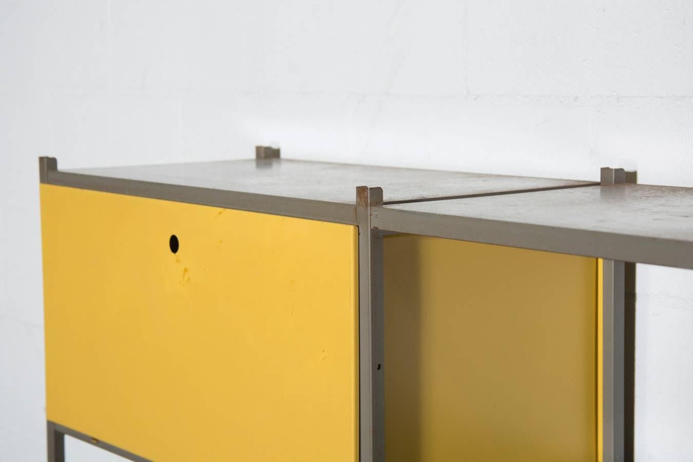 Enameled Wim Rietveld Industrial Metal Cabinet #663-2 for Gispen