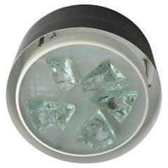 RAAK Model R-28/P Flush Ceiling Light with Glass Fragments and Frosted Diffuser