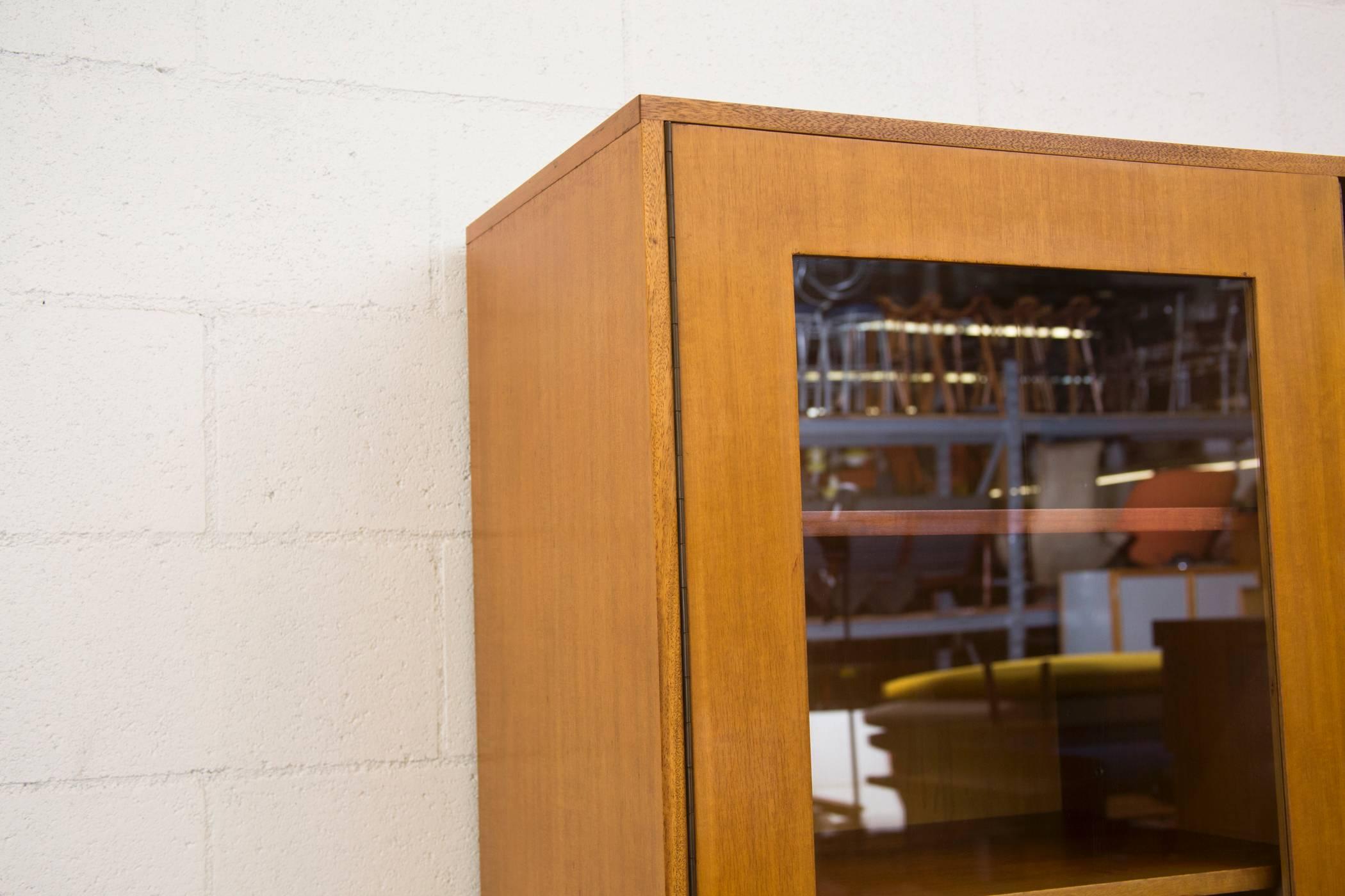 Mid-Century Modern Mid-Century Science Storage Cabinet with Black Metal Base