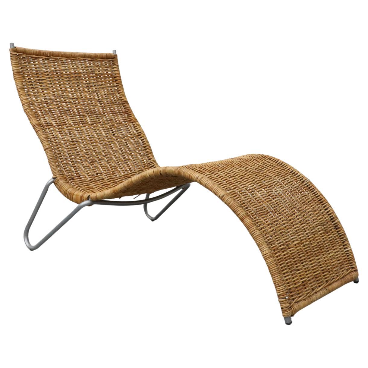 Karl Malmvall Curved Rattan Chaise, Dirk Sliedregt Style, Sweden 2005 For Sale