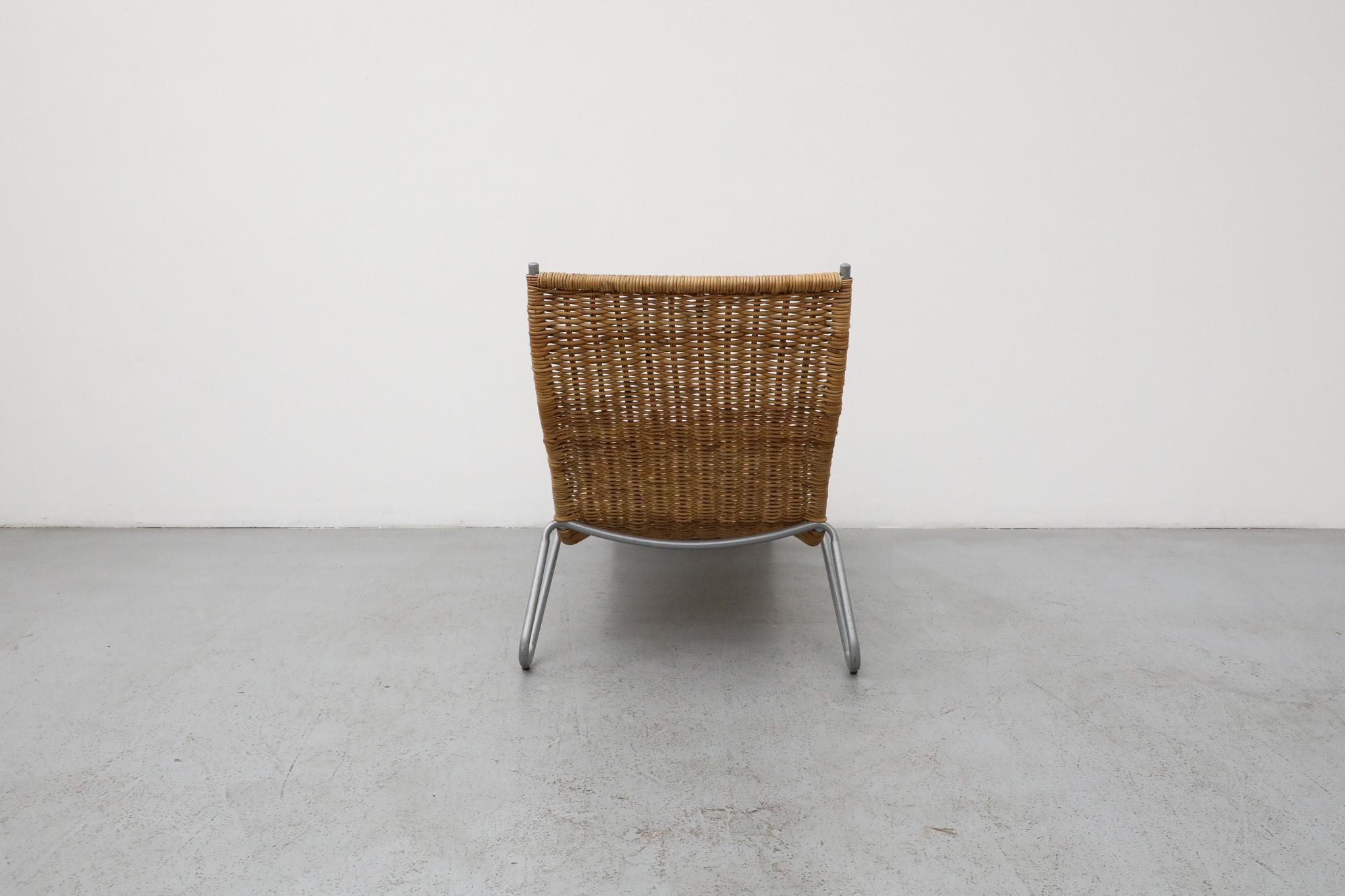 Contemporary Karl Malmvall Curved Rattan Chaise, Dirk Sliedregt Style, Sweden 2005 For Sale