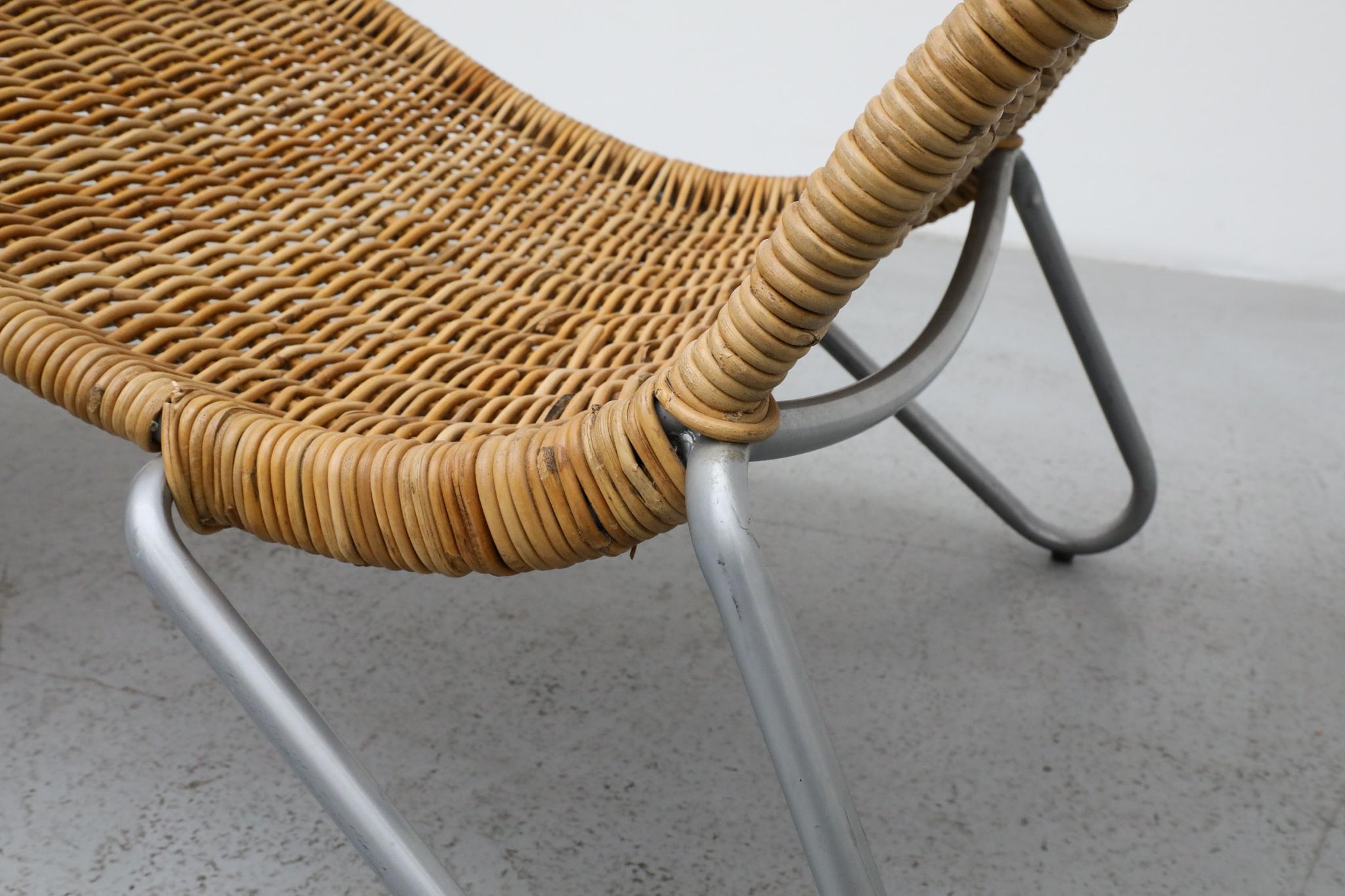 Karl Malmvall Curved Rattan Chaise, Dirk Sliedregt Style, Sweden 2005 For Sale 12