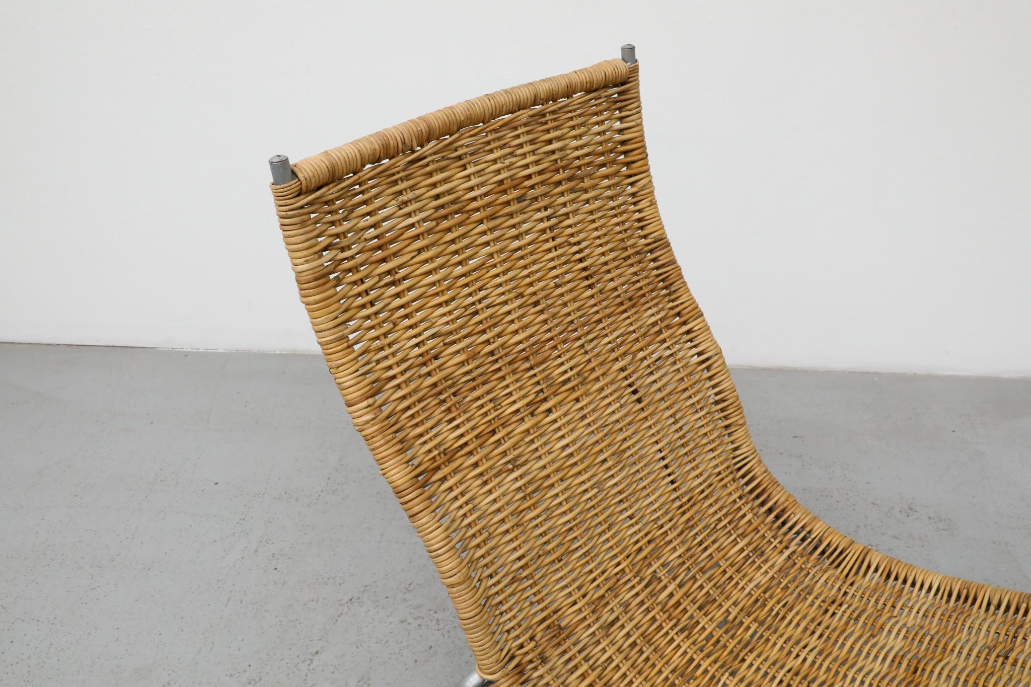 Karl Malmvall Curved Rattan Chaise, Dirk Sliedregt Style, Sweden 2005 For Sale 4