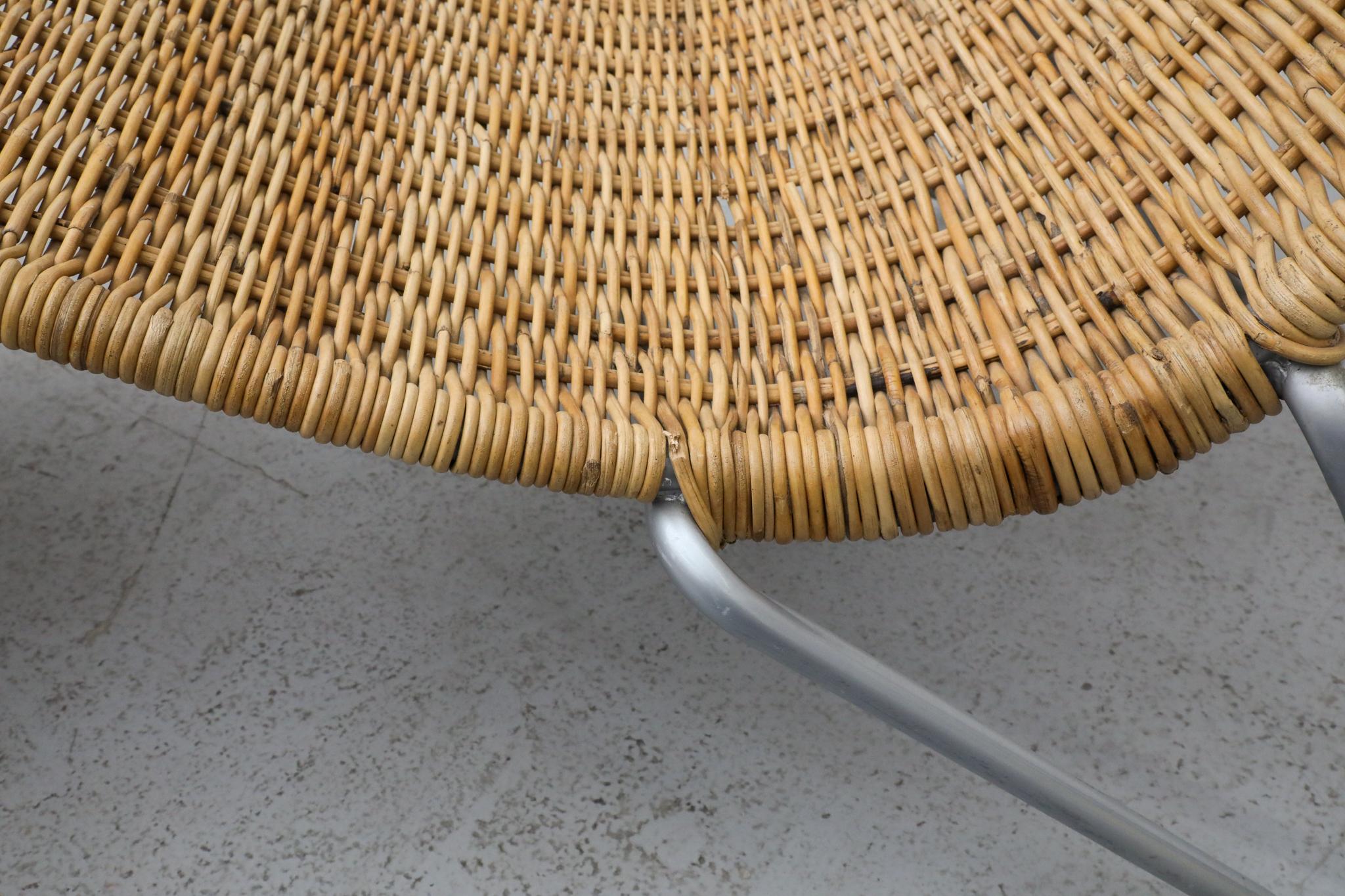 Karl Malmvall Curved Rattan Chaise, Dirk Sliedregt Style, Sweden 2005 For Sale 9