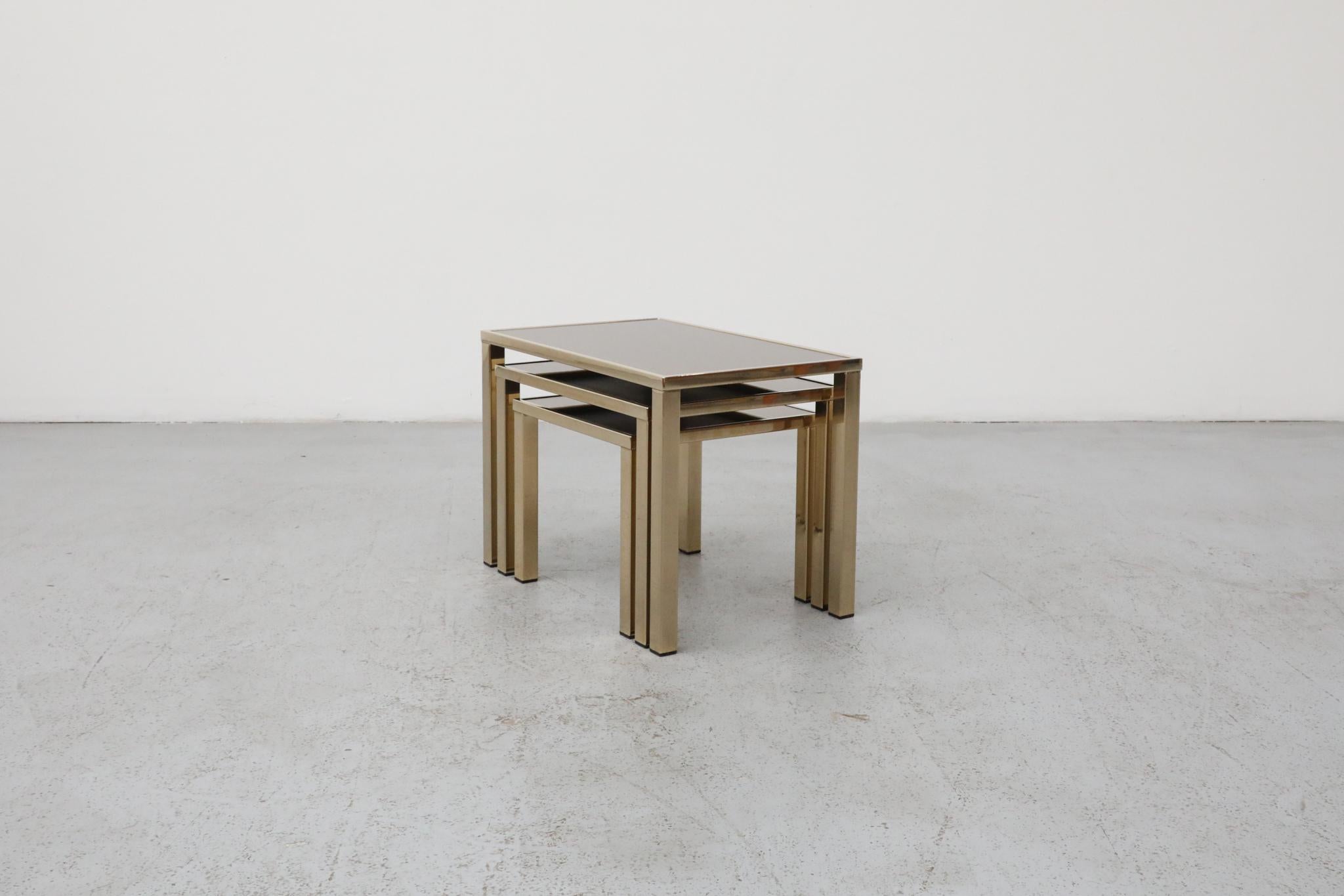Guy Lefevre Style Gold Plated Nesting Tables for Belgo Chrom, Belgium In Good Condition For Sale In Los Angeles, CA