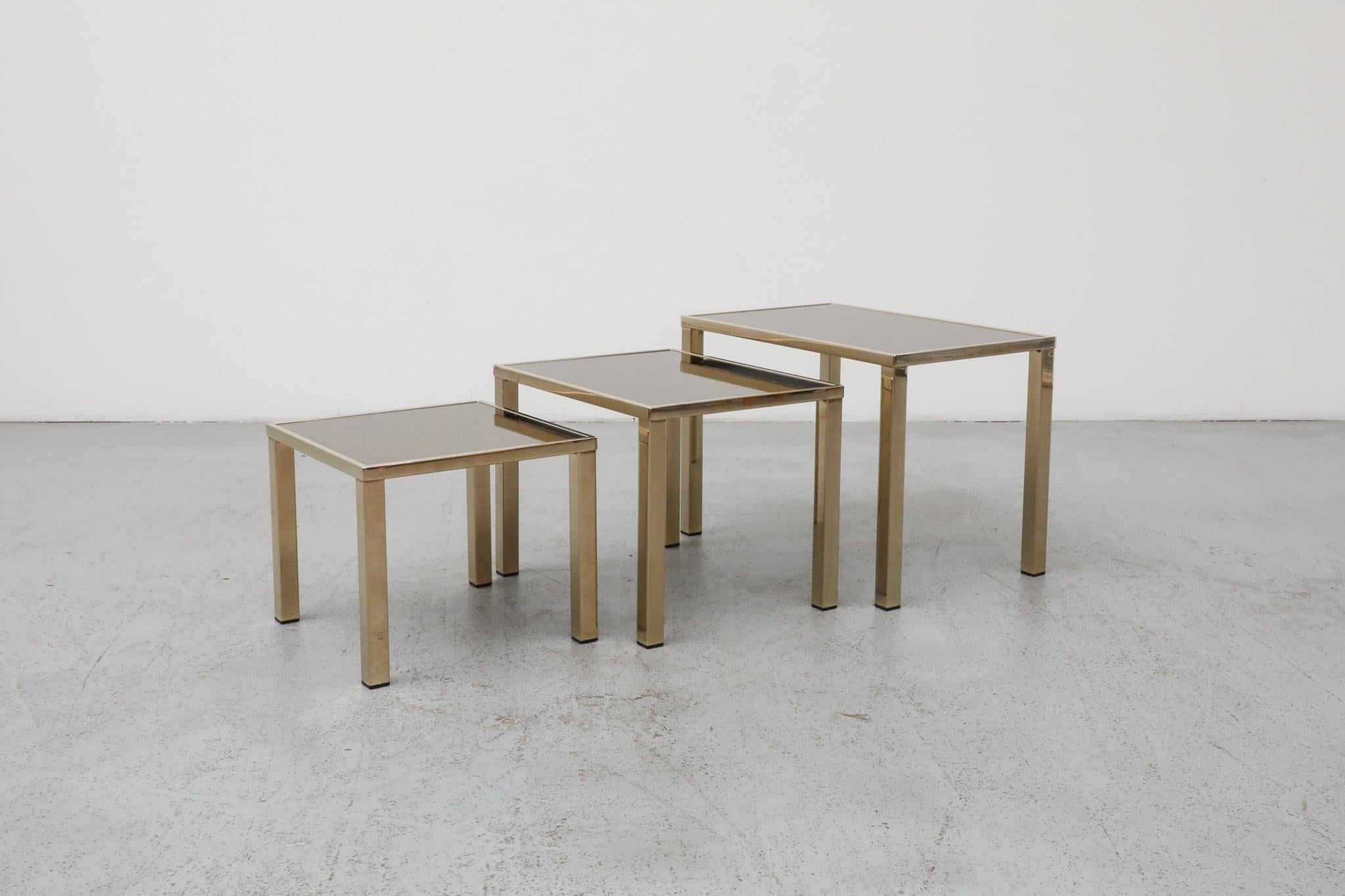 Belgian Guy Lefevre Style Gold Plated Nesting Tables for Belgo Chrom, Belgium For Sale