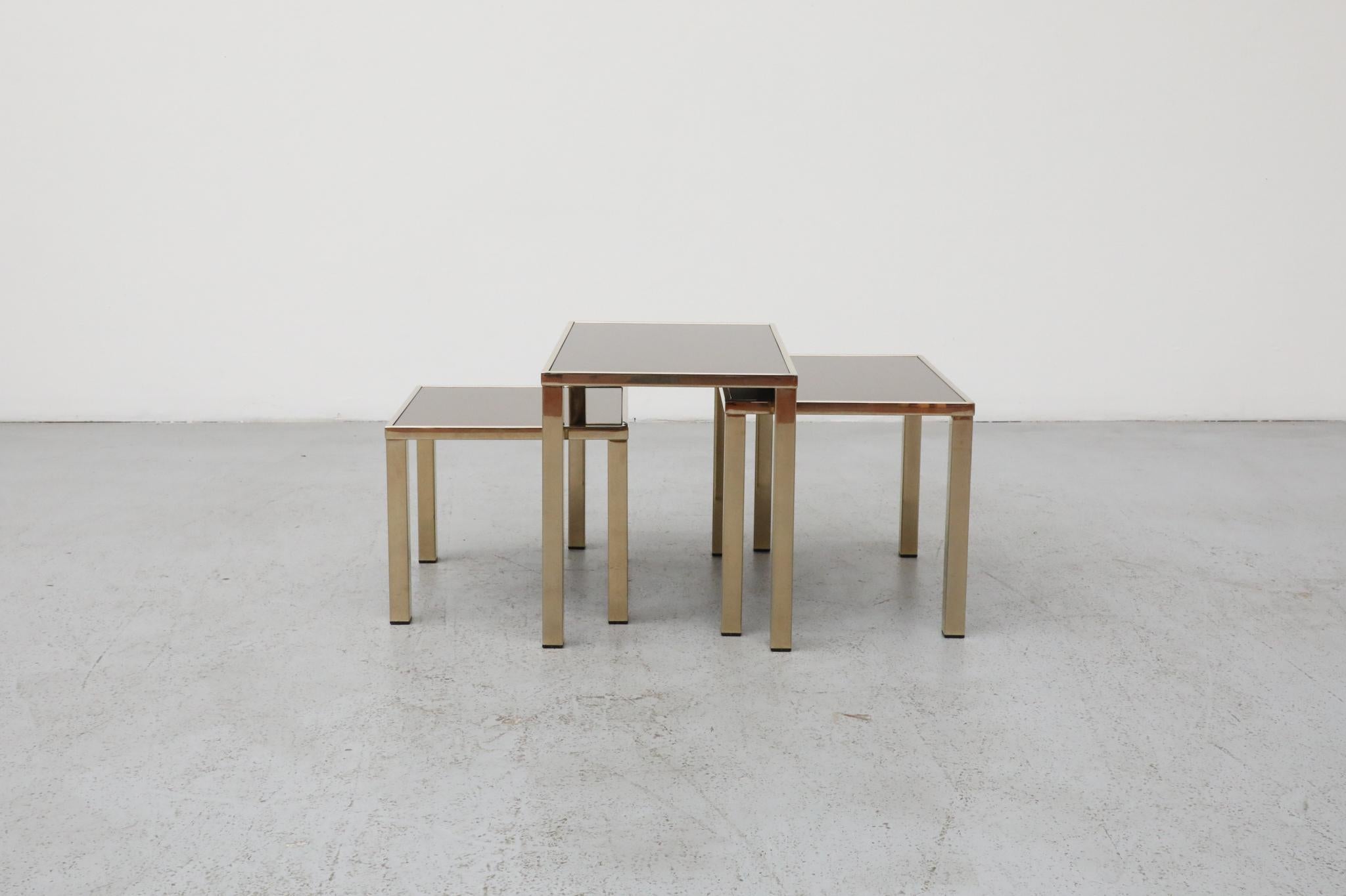 Metal Guy Lefevre Style Gold Plated Nesting Tables for Belgo Chrom, Belgium For Sale