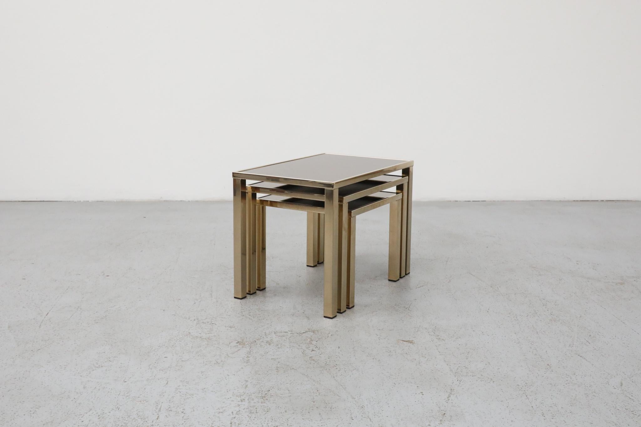Guy Lefevre Style Gold Plated Nesting Tables for Belgo Chrom, Belgium For Sale 1