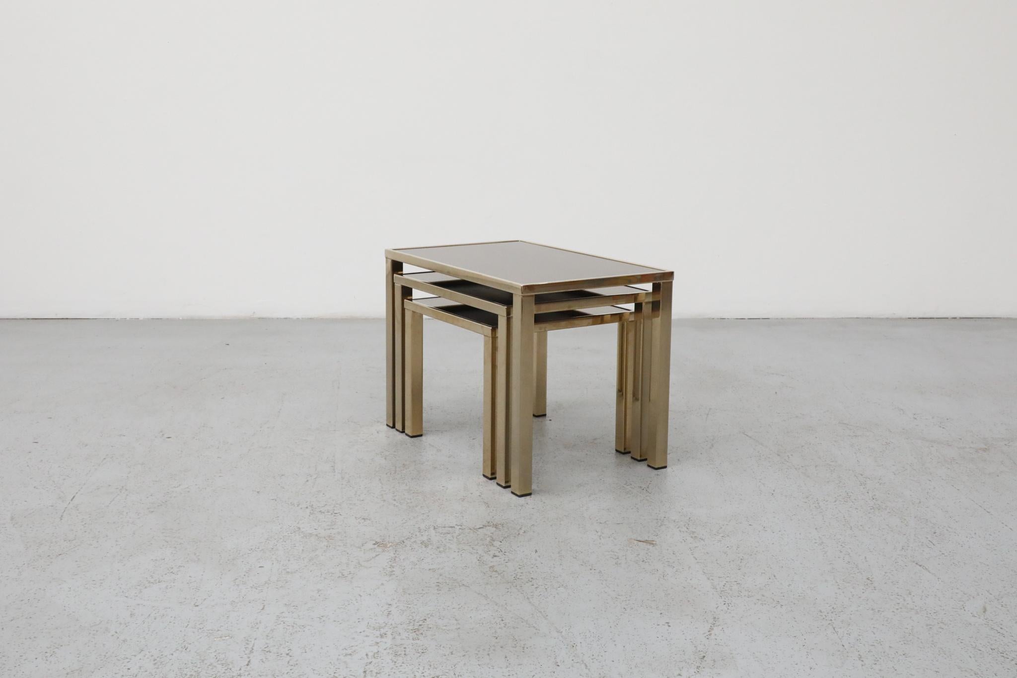 Guy Lefevre Style Gold Plated Nesting Tables for Belgo Chrom, Belgium For Sale 4
