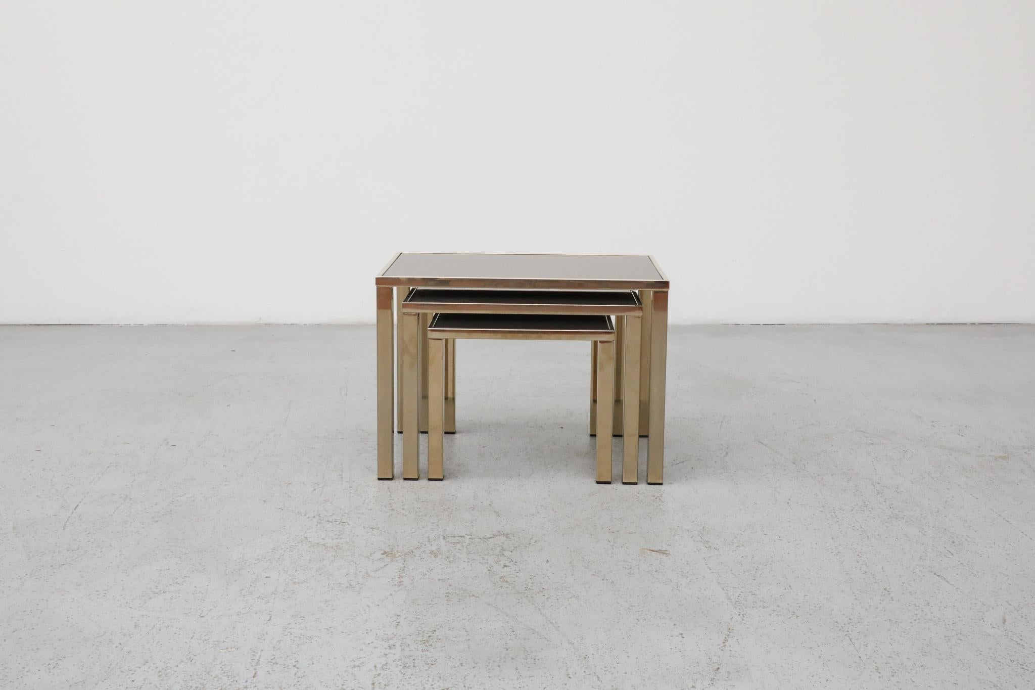 Guy Lefevre Style Gold Plated Nesting Tables for Belgo Chrom, Belgium For Sale 2