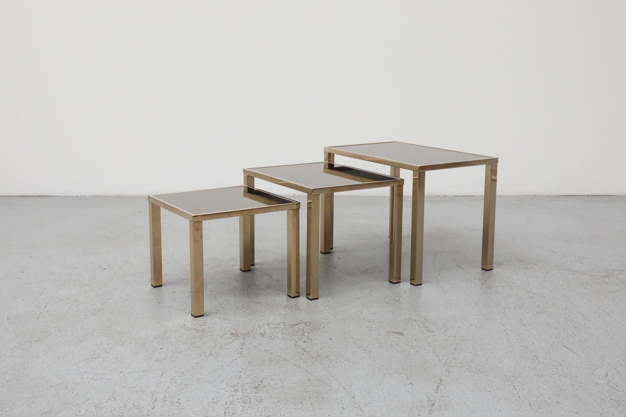 Guy Lefevre Style Gold Plated Nesting Tables for Belgo Chrom, Belgium For Sale 3