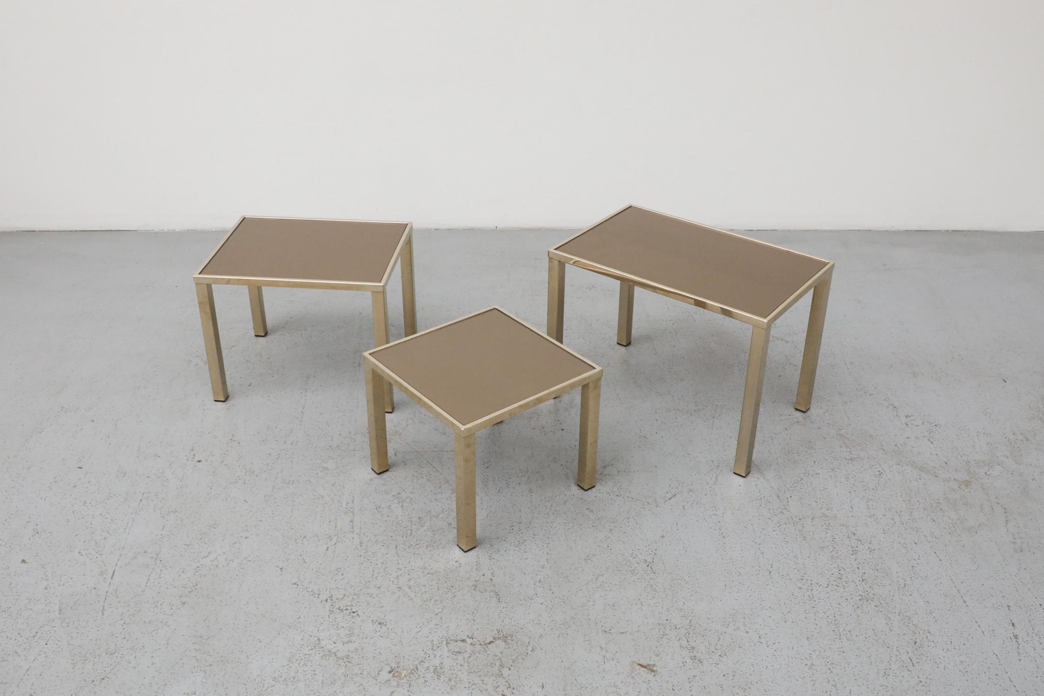 Guy Lefevre Style Gold Plated Nesting Tables for Belgo Chrom, Belgium For Sale 5