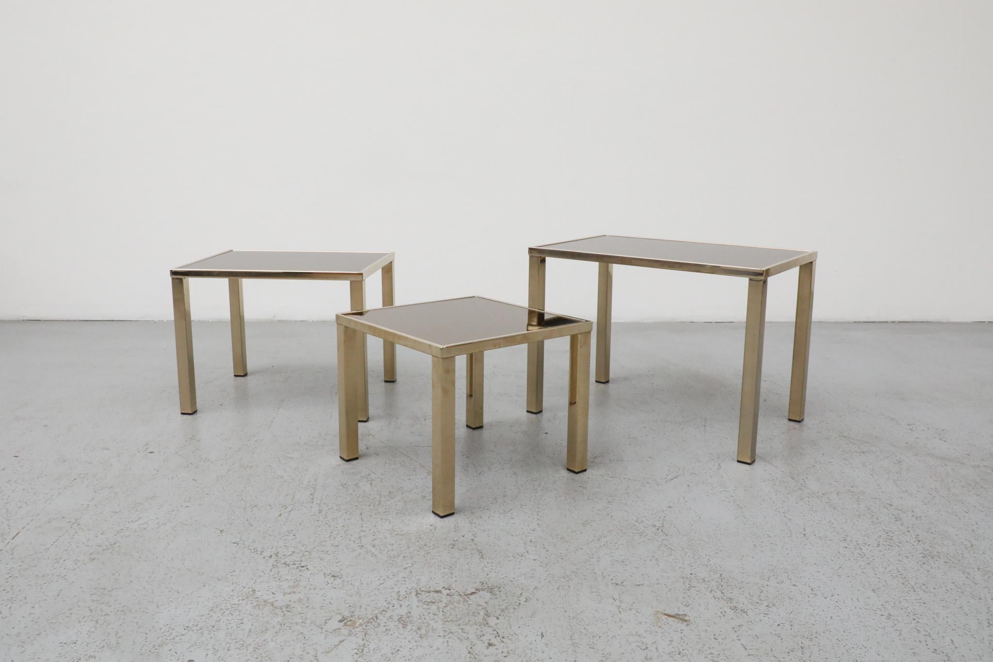 Guy Lefevre Style Gold Plated Nesting Tables for Belgo Chrom, Belgium For Sale 6