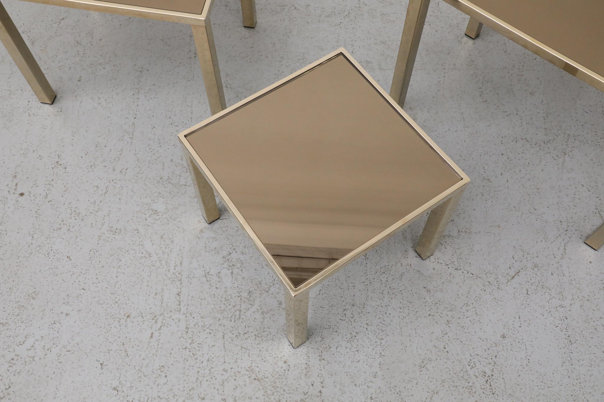 Guy Lefevre Style Gold Plated Nesting Tables for Belgo Chrom, Belgium For Sale 7