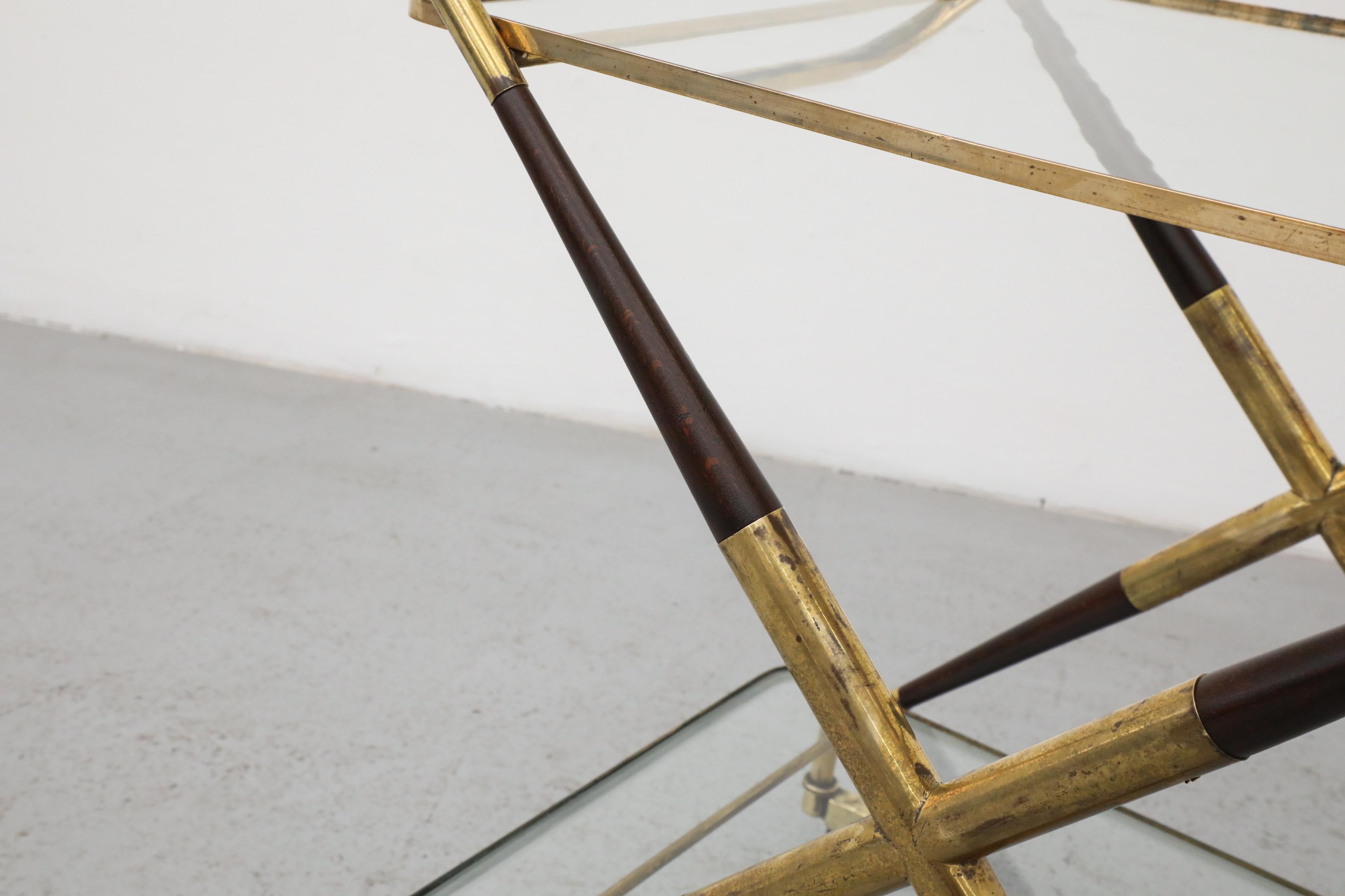 Cesare Lacca Italian Bar Cart, Ico Parisi Style, Brass & Lacquer For Sale 13