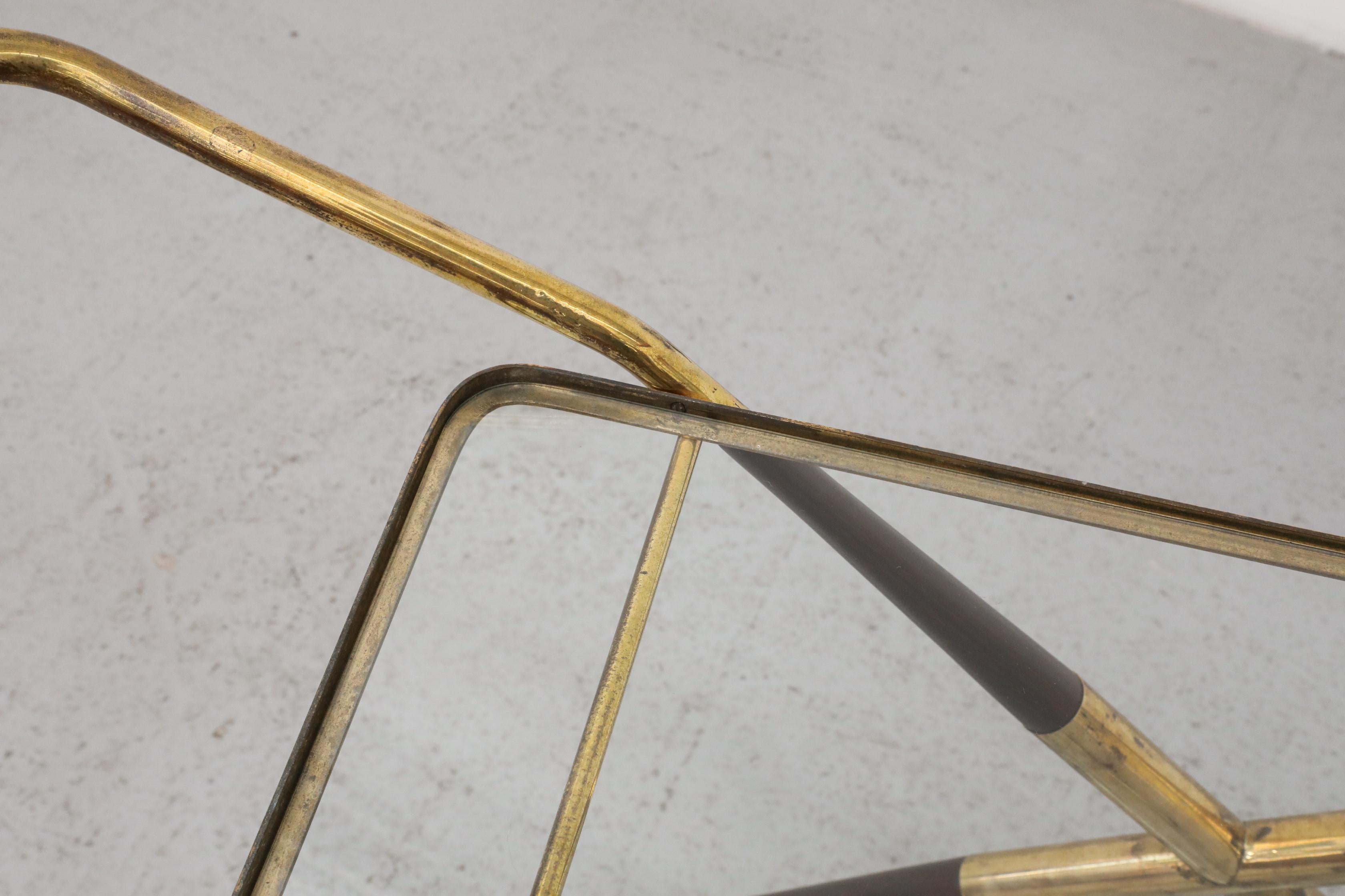 Cesare Lacca Italian Bar Cart, Ico Parisi Style, Brass & Lacquer For Sale 10