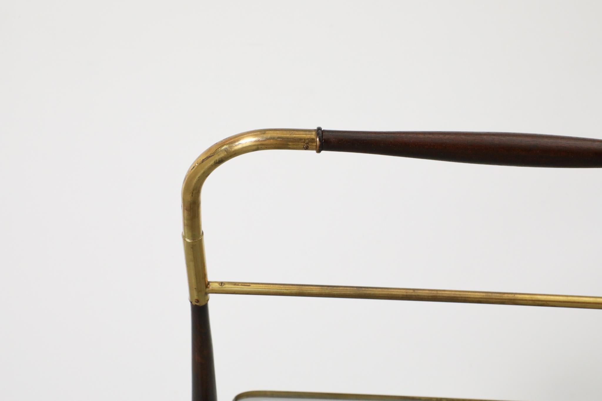 Carrello da bar in stile Ico Parisi di Cesare Lacca, ottone e Wood in vendita 6