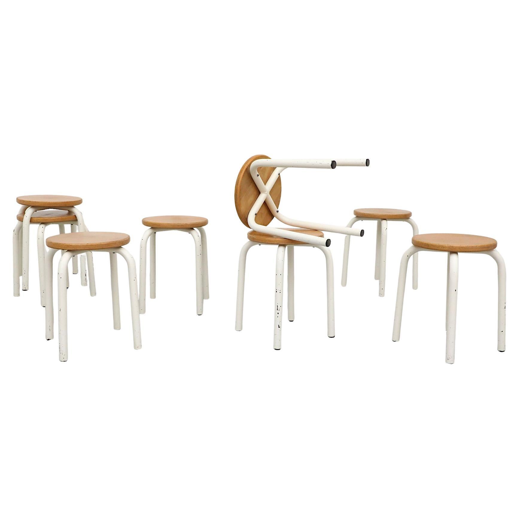 Fritz Hansen Style Stacking Task Stools for Tubax For Sale