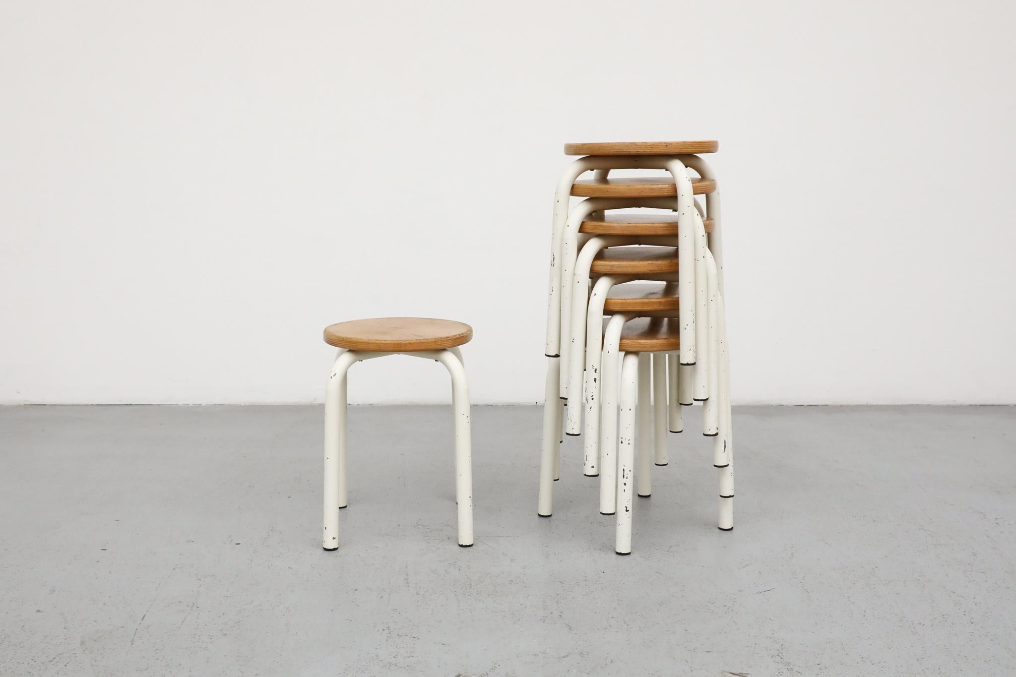 Enameled Fritz Hansen Style Stacking Task Stools for Tubax For Sale