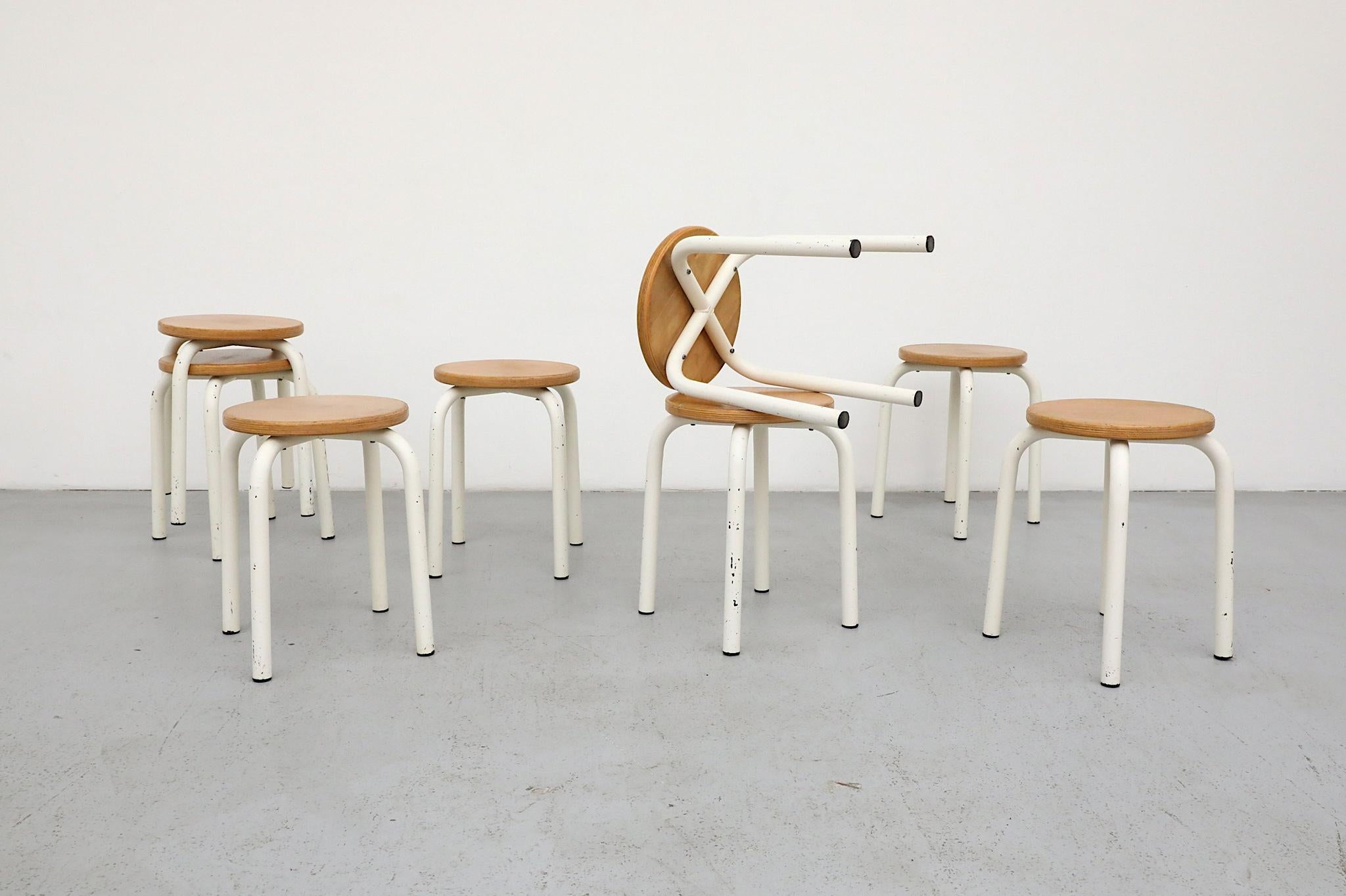 Fritz Hansen Style Stacking Task Stools for Tubax For Sale 8