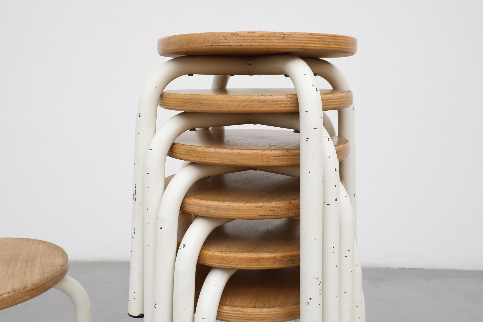 Late 20th Century Fritz Hansen Style Stacking Task Stools for Tubax For Sale