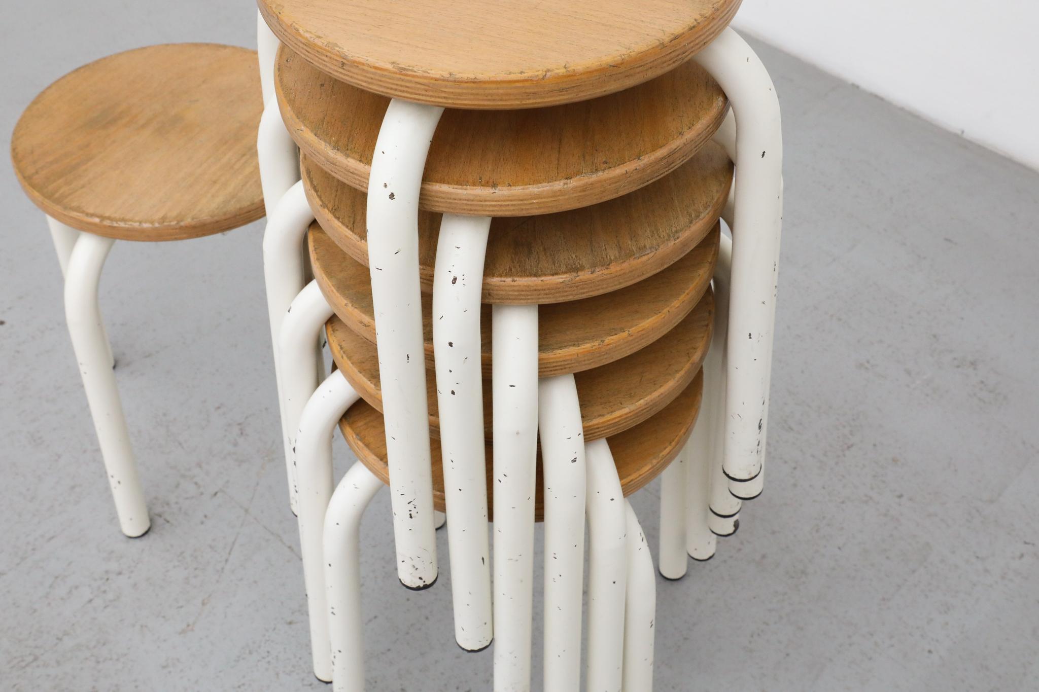 Metal Fritz Hansen Style Stacking Task Stools for Tubax For Sale