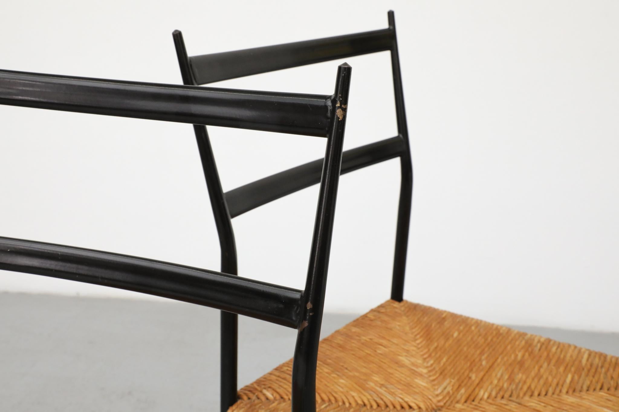 Ensemble de 4 chaises de salle à manger Superleggera de style Gio Ponti avec sièges en joncs en vente 1