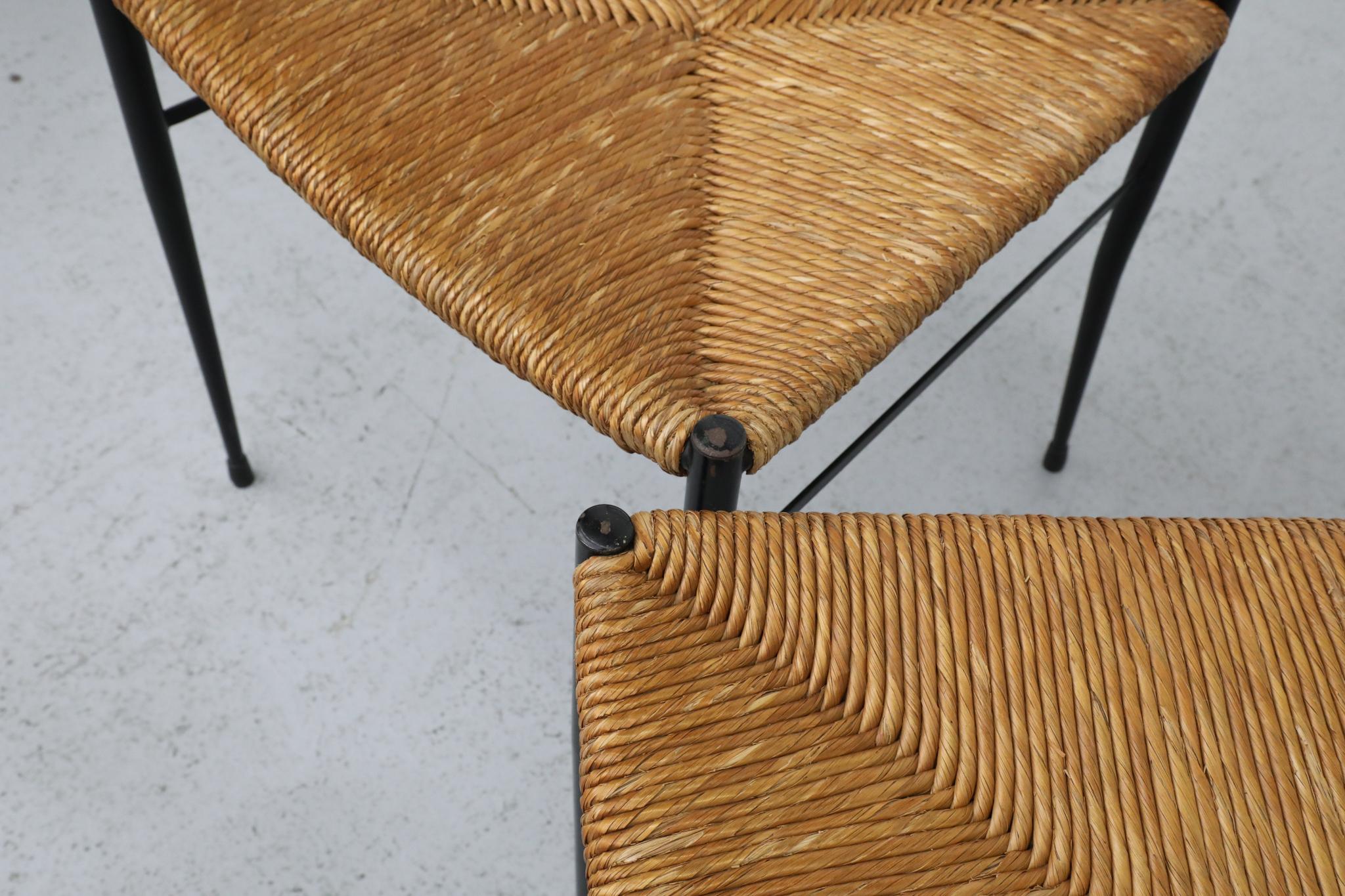 Ensemble de 4 chaises de salle à manger Superleggera de style Gio Ponti avec sièges en joncs en vente 4