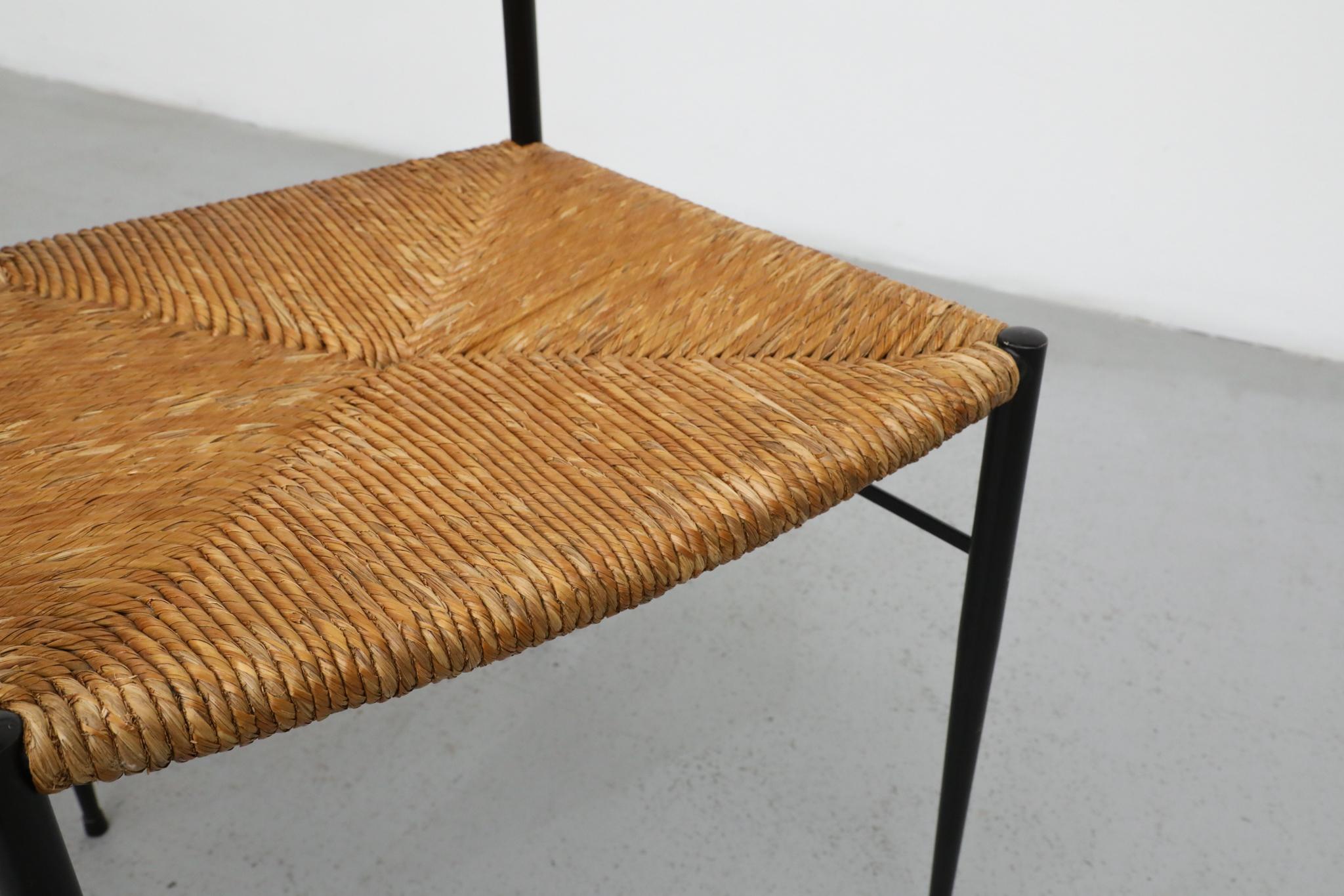 Ensemble de 4 chaises de salle à manger Superleggera de style Gio Ponti avec sièges en joncs en vente 9