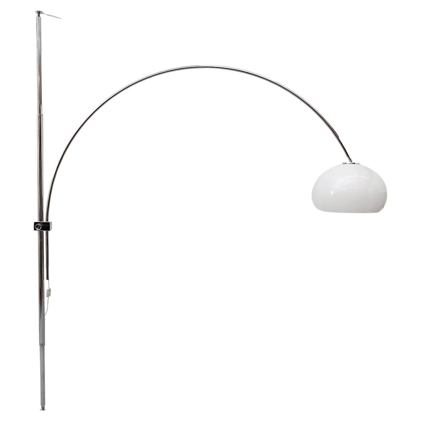 Mid-Century Castiglioni Inspired Tension Rod Arc Lamp with White Shade