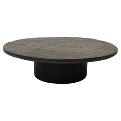 Brutalist Round Stone Coffee Table Attributed to Metaform