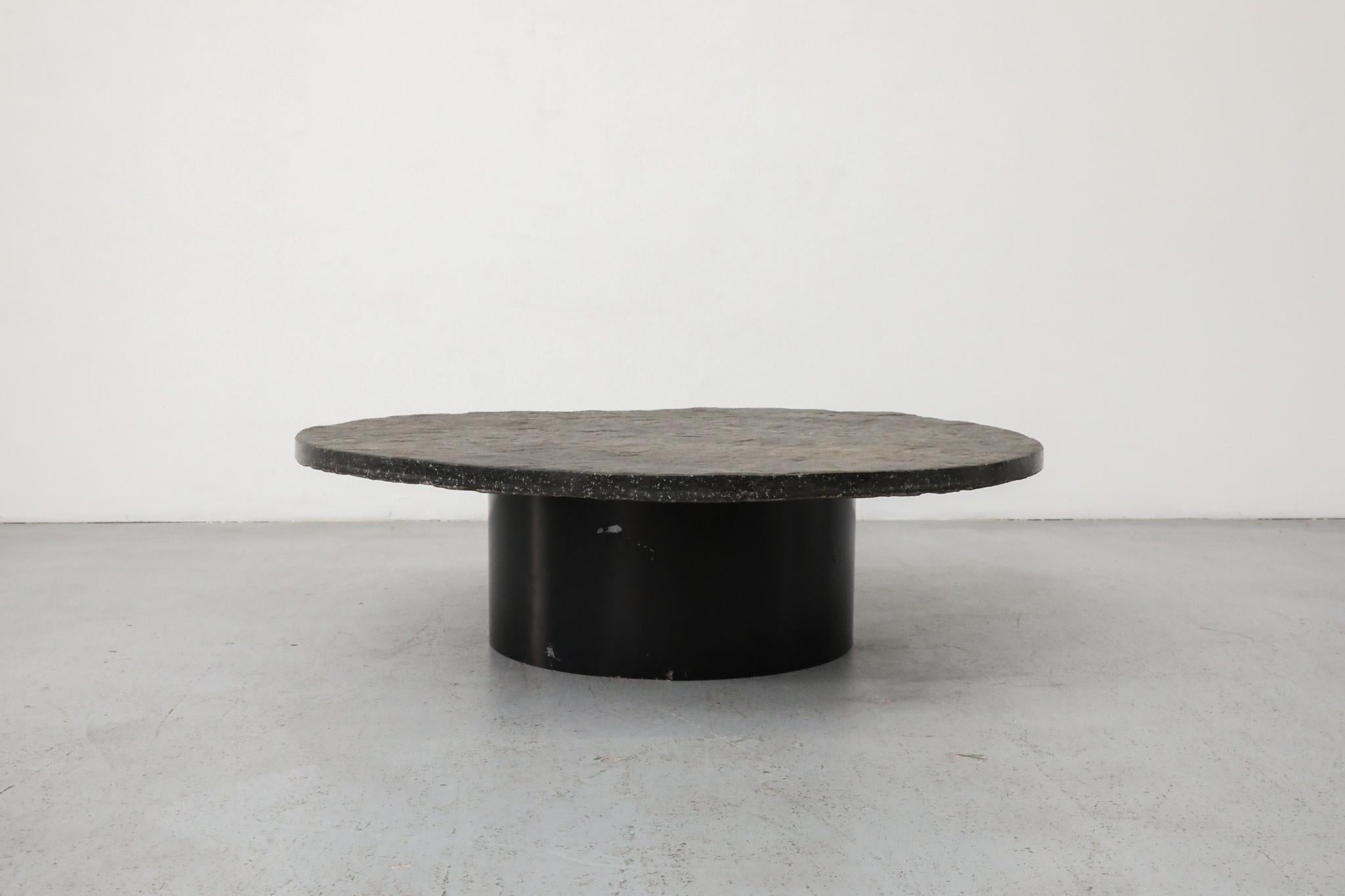 Mid-Century Modern Brutalist Round Stone Coffee Table Attributed to Metaform For Sale
