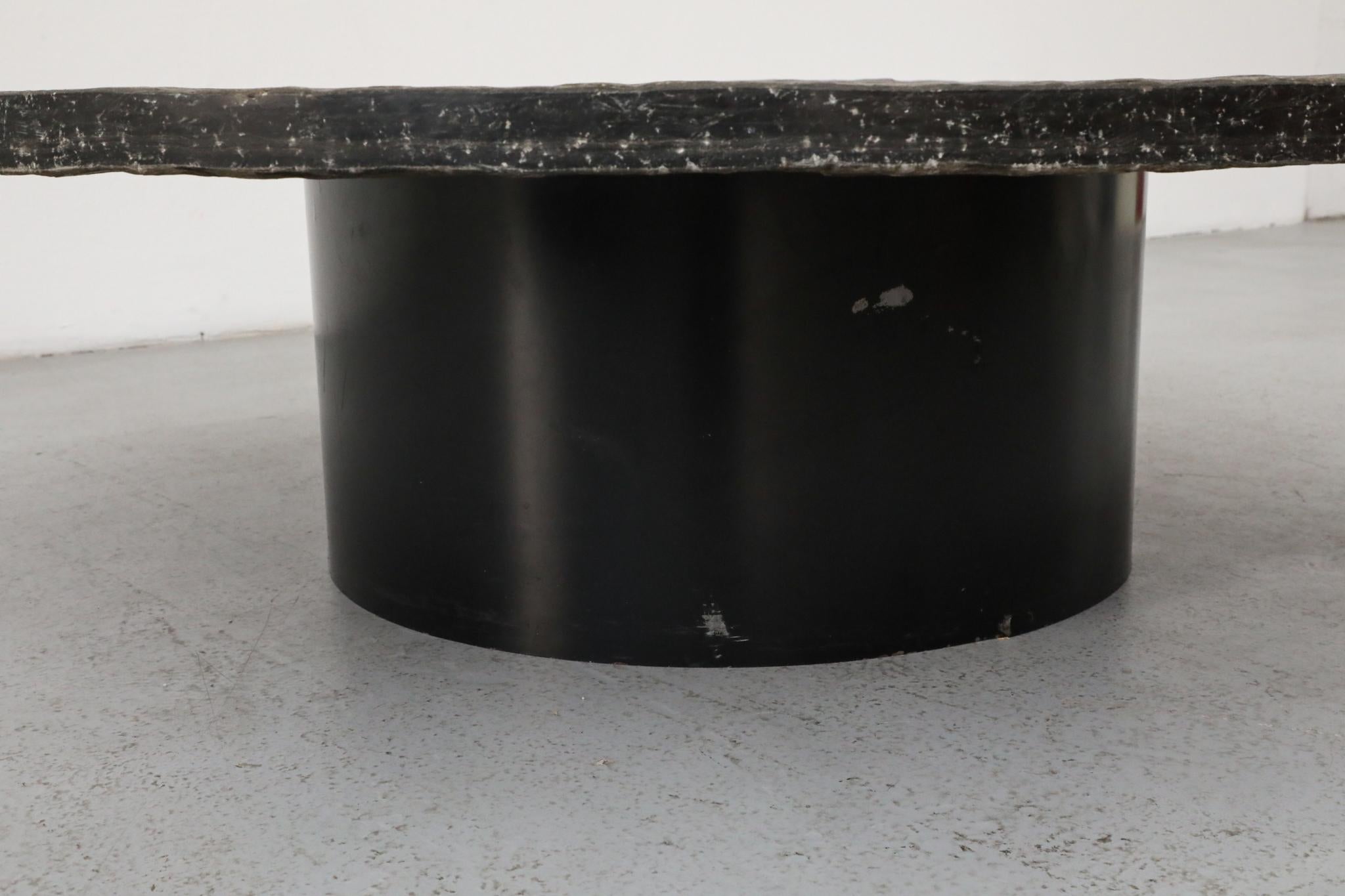 Brutalist Round Stone Coffee Table Attributed to Metaform For Sale 9