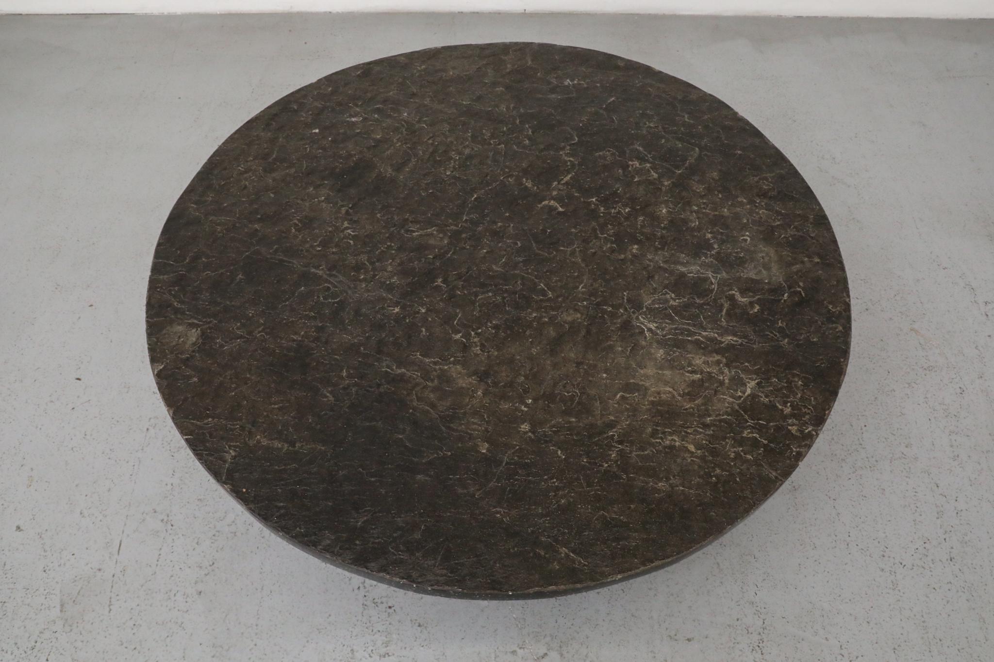 Brutalist Round Stone Coffee Table Attributed to Metaform In Good Condition For Sale In Los Angeles, CA