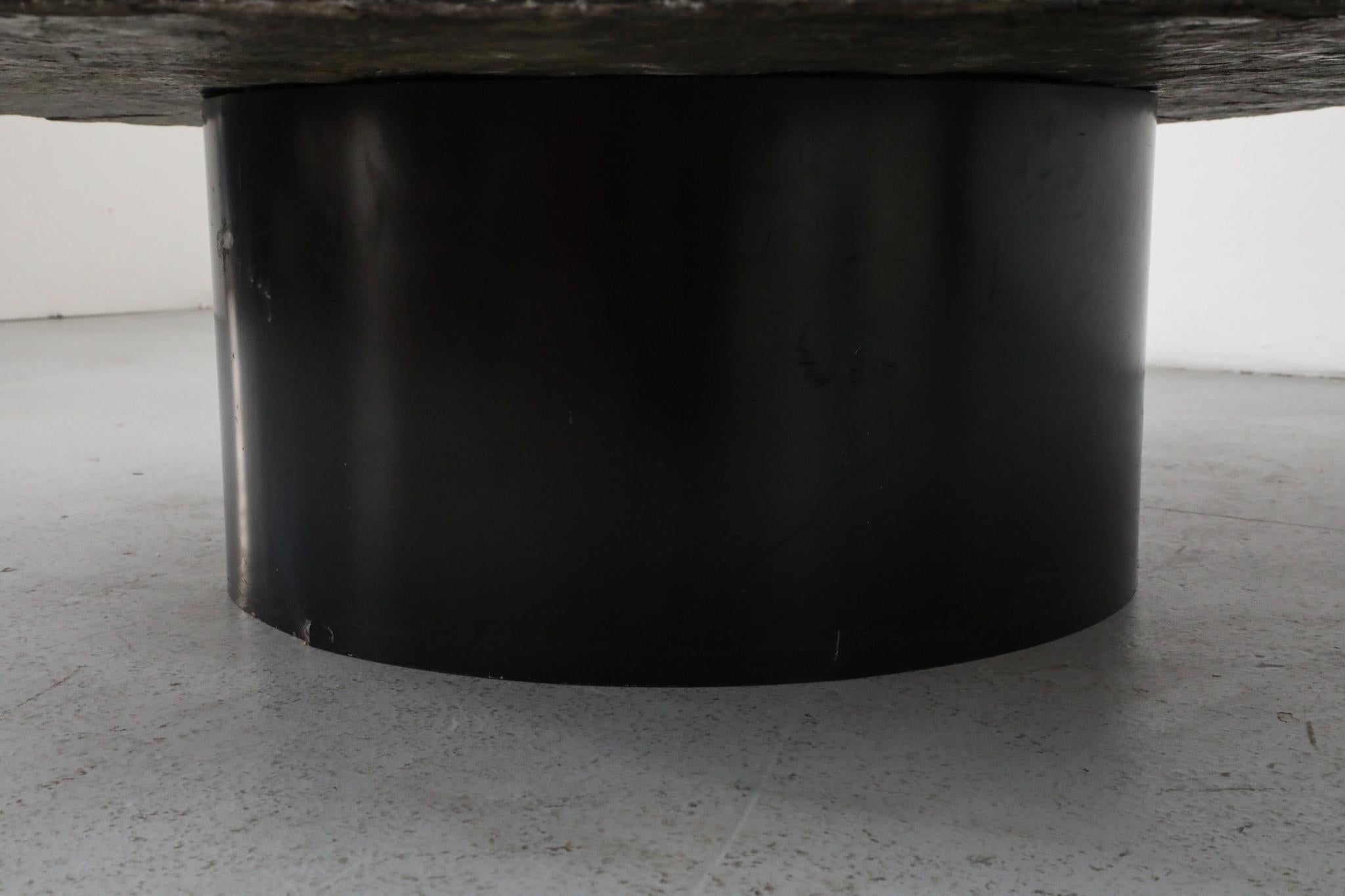 Brutalist Round Stone Coffee Table Attributed to Metaform For Sale 8