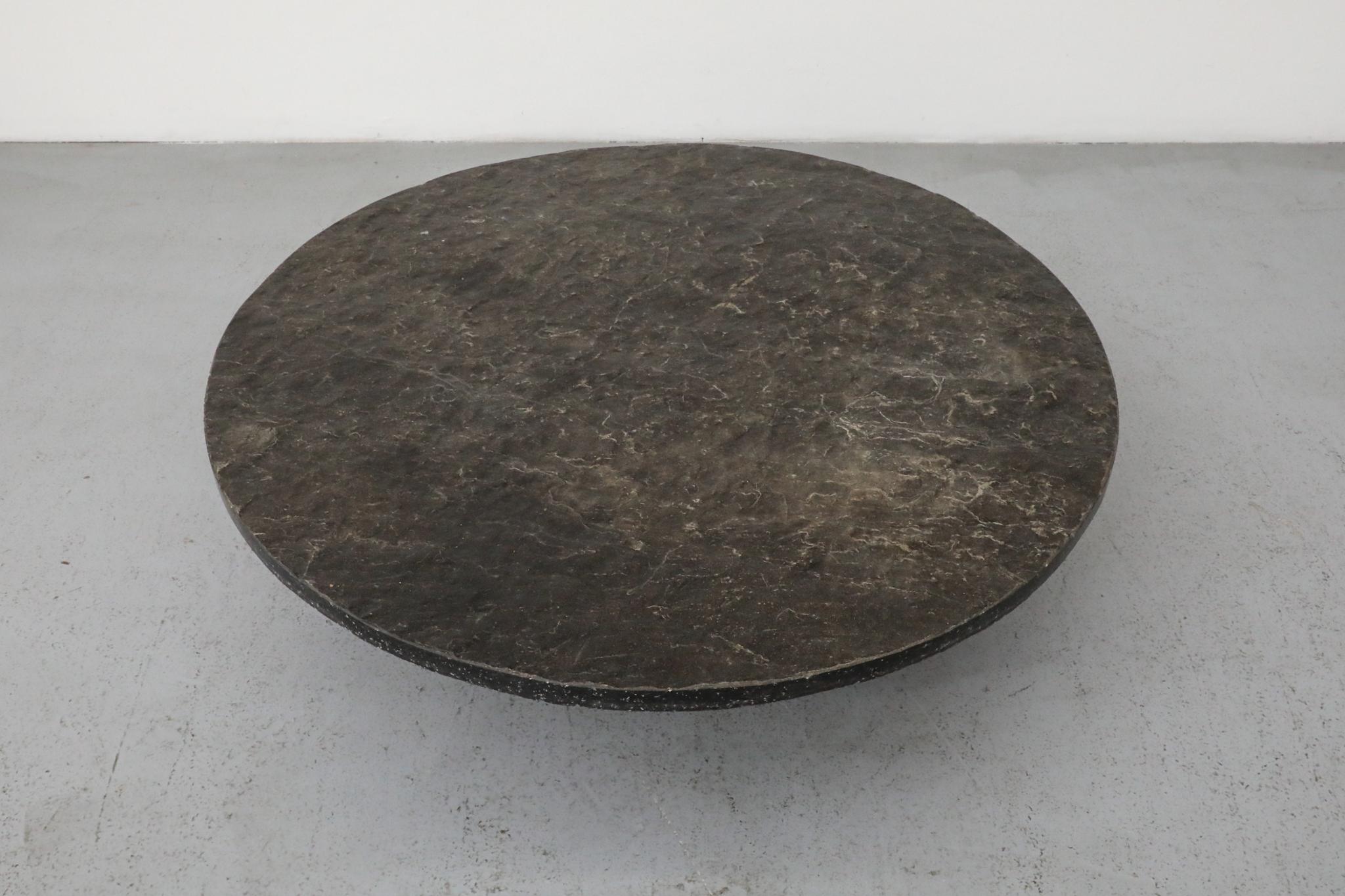 Brutalist Round Stone Coffee Table Attributed to Metaform For Sale 7