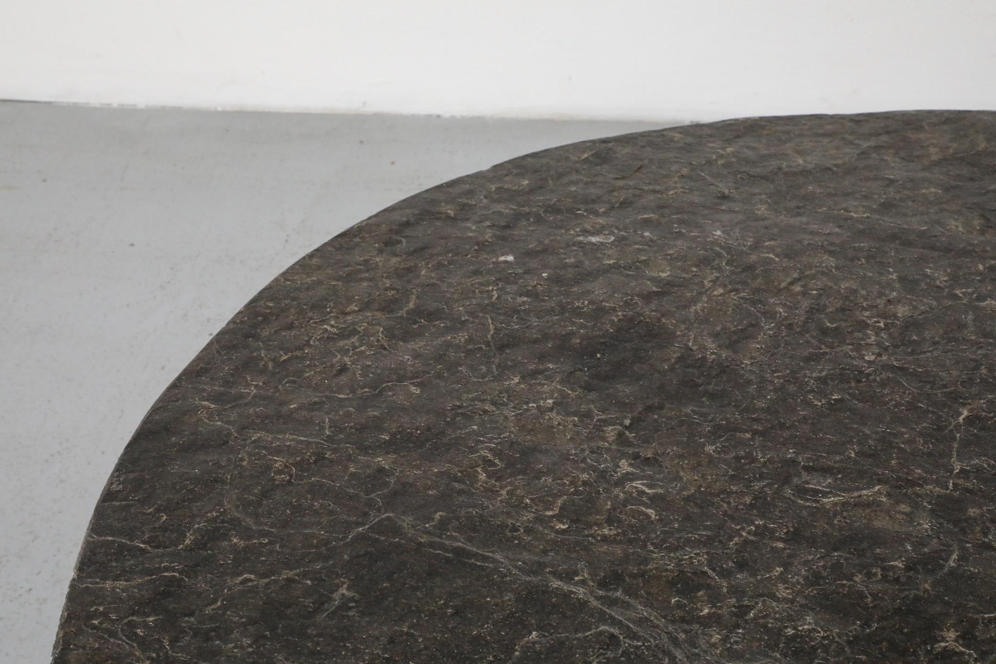 Brutalist Round Stone Coffee Table Attributed to Metaform For Sale 5