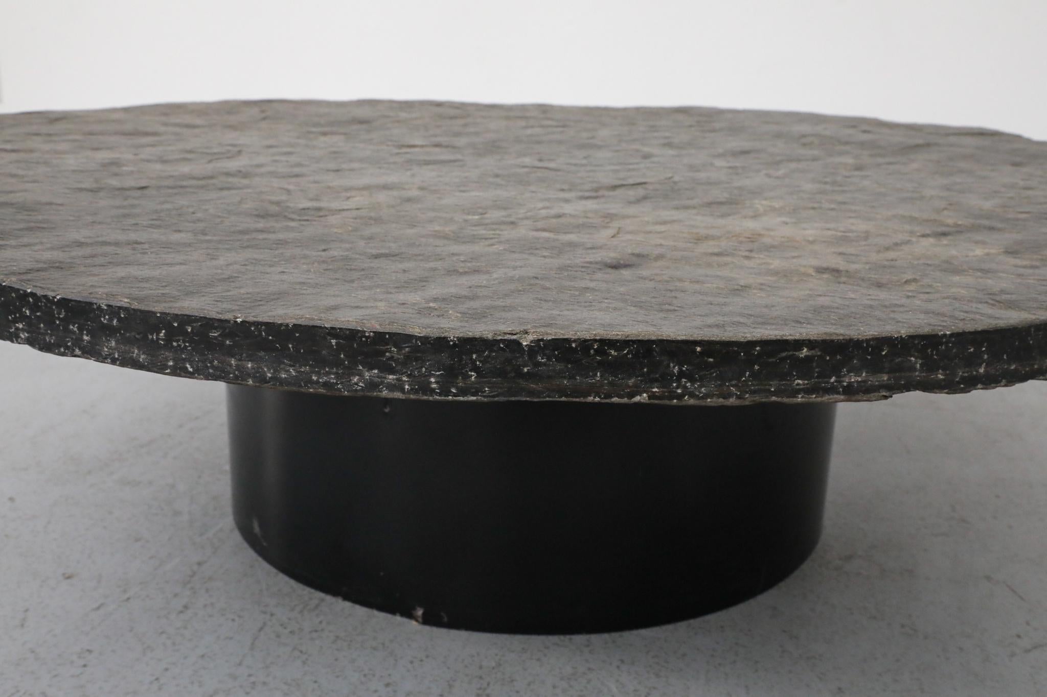 Brutalist Round Stone Coffee Table Attributed to Metaform For Sale 4