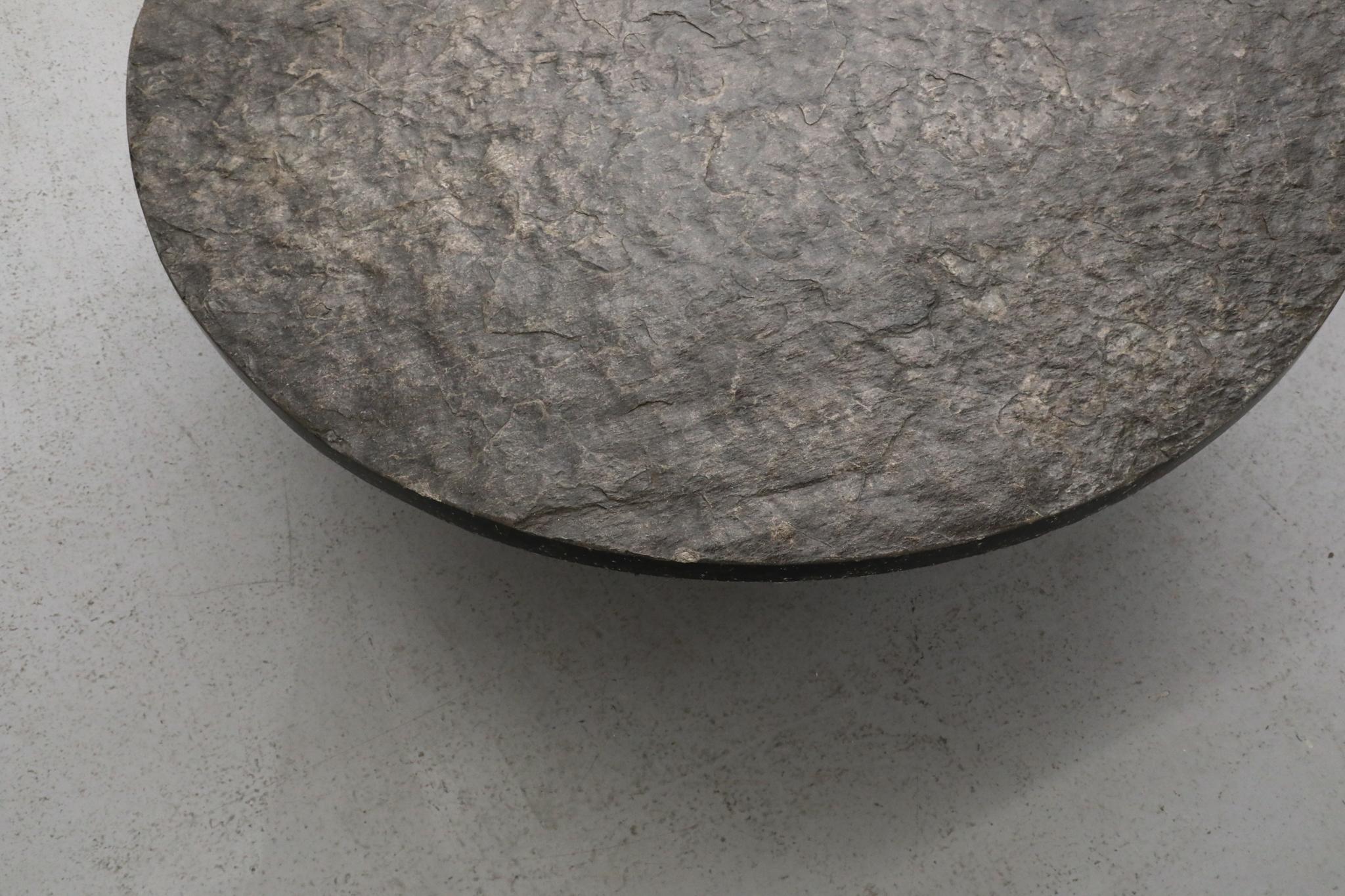 Mid-20th Century Brutalist Round Stone Coffee Table Attributed to Metaform For Sale