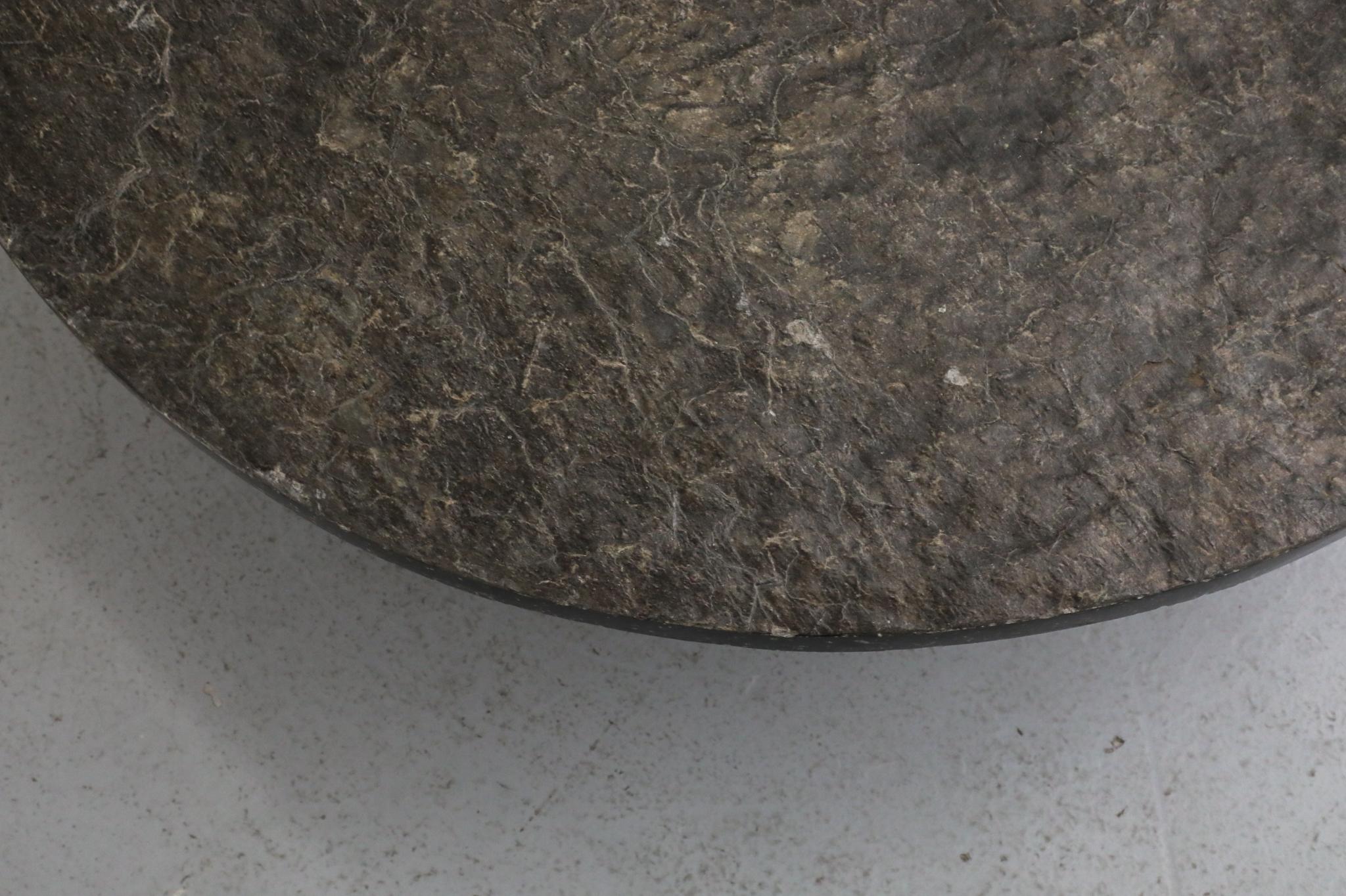 Brutalist Round Stone Coffee Table Attributed to Metaform For Sale 1