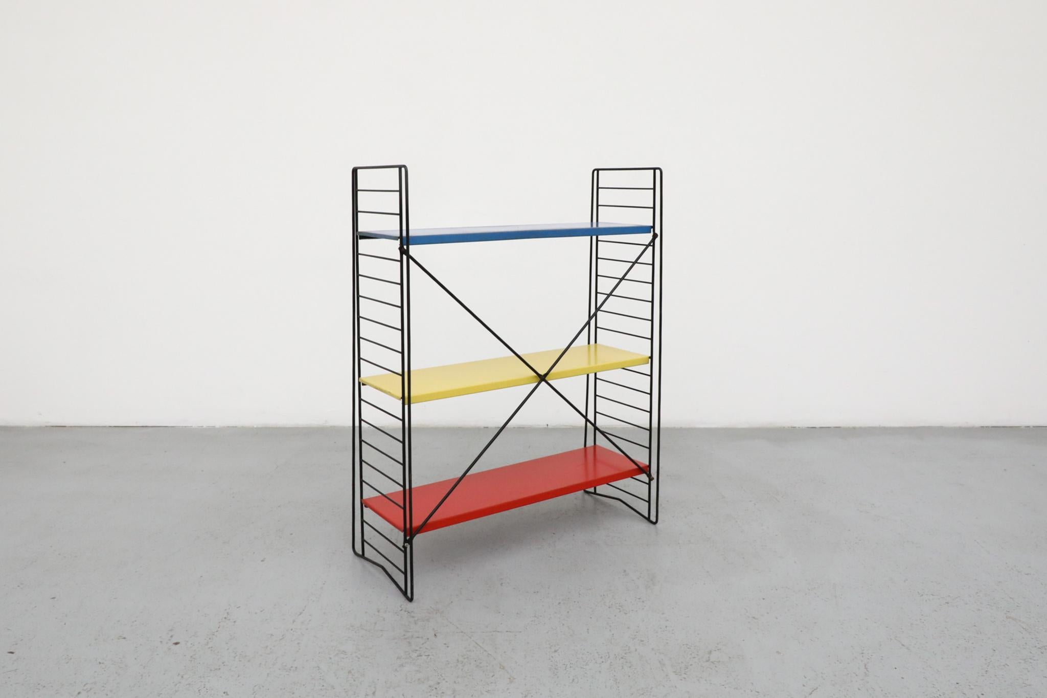 Enameled TOMADO Multi-Color Industrial Standing Shelf, 1960s For Sale