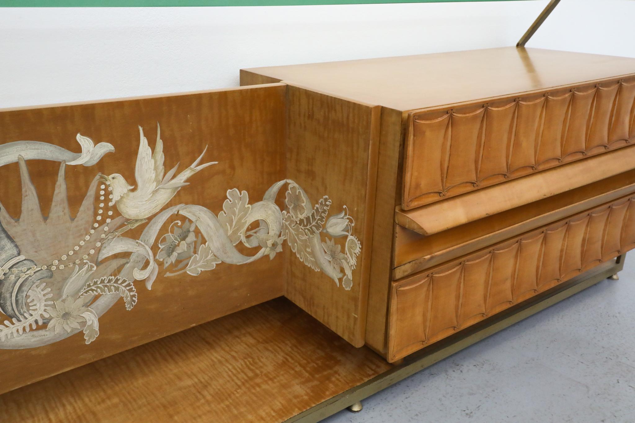 Gio Ponti Inspired Italian Console with Glass Top by La Permanente Mobili Cantu For Sale 5