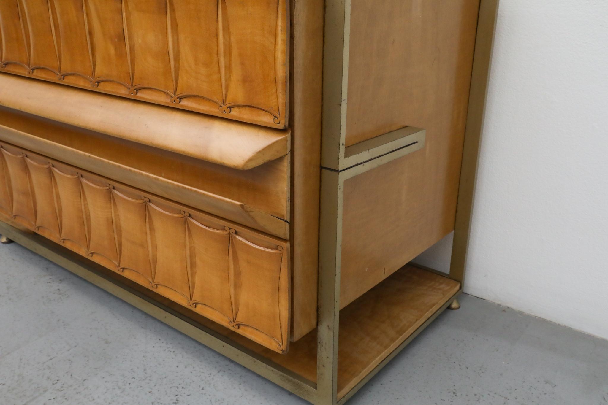 Gio Ponti Inspired Italian Console with Glass Top by La Permanente Mobili Cantu For Sale 6