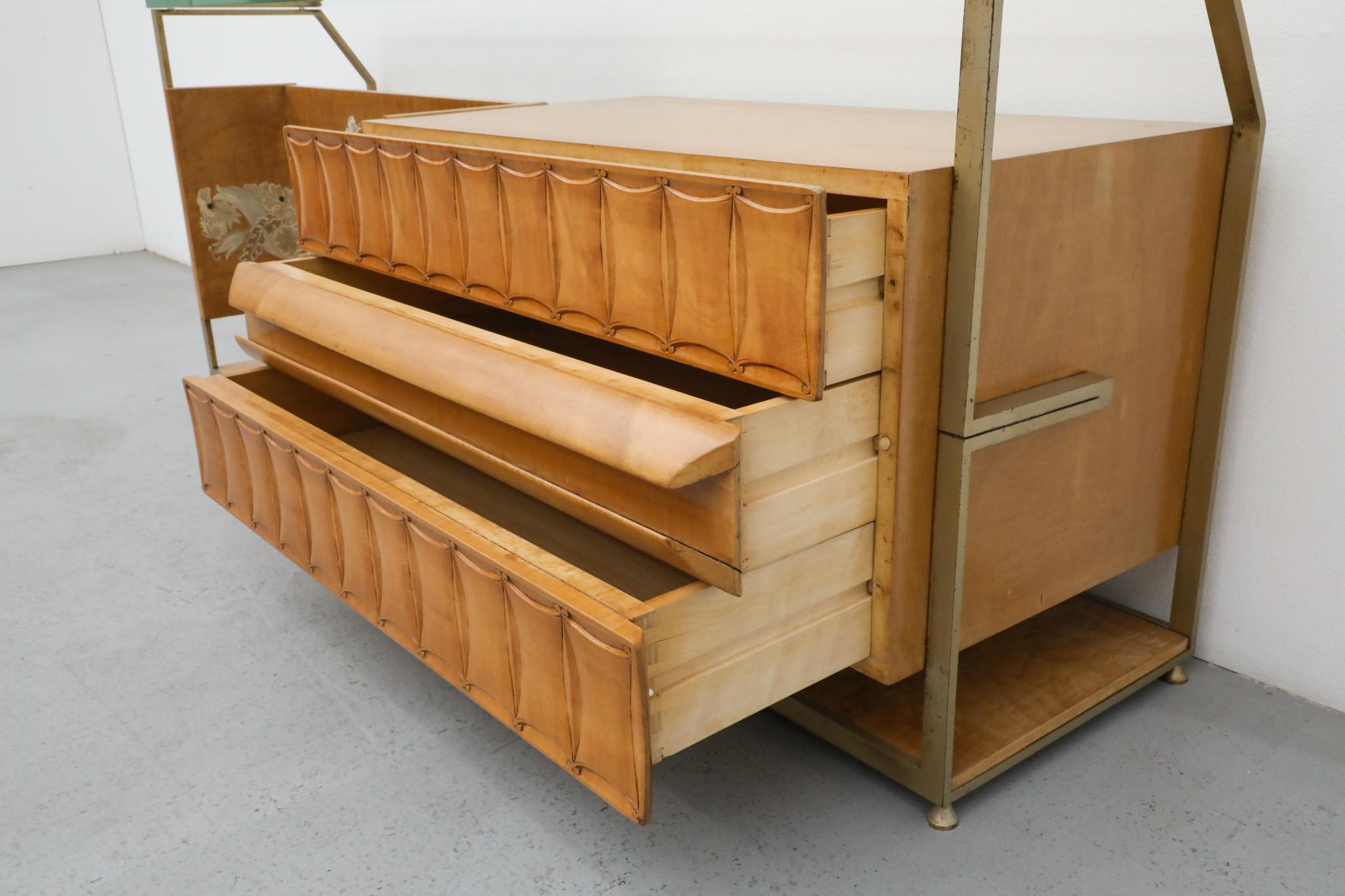 Gio Ponti Inspired Italian Console with Glass Top by La Permanente Mobili Cantu For Sale 10