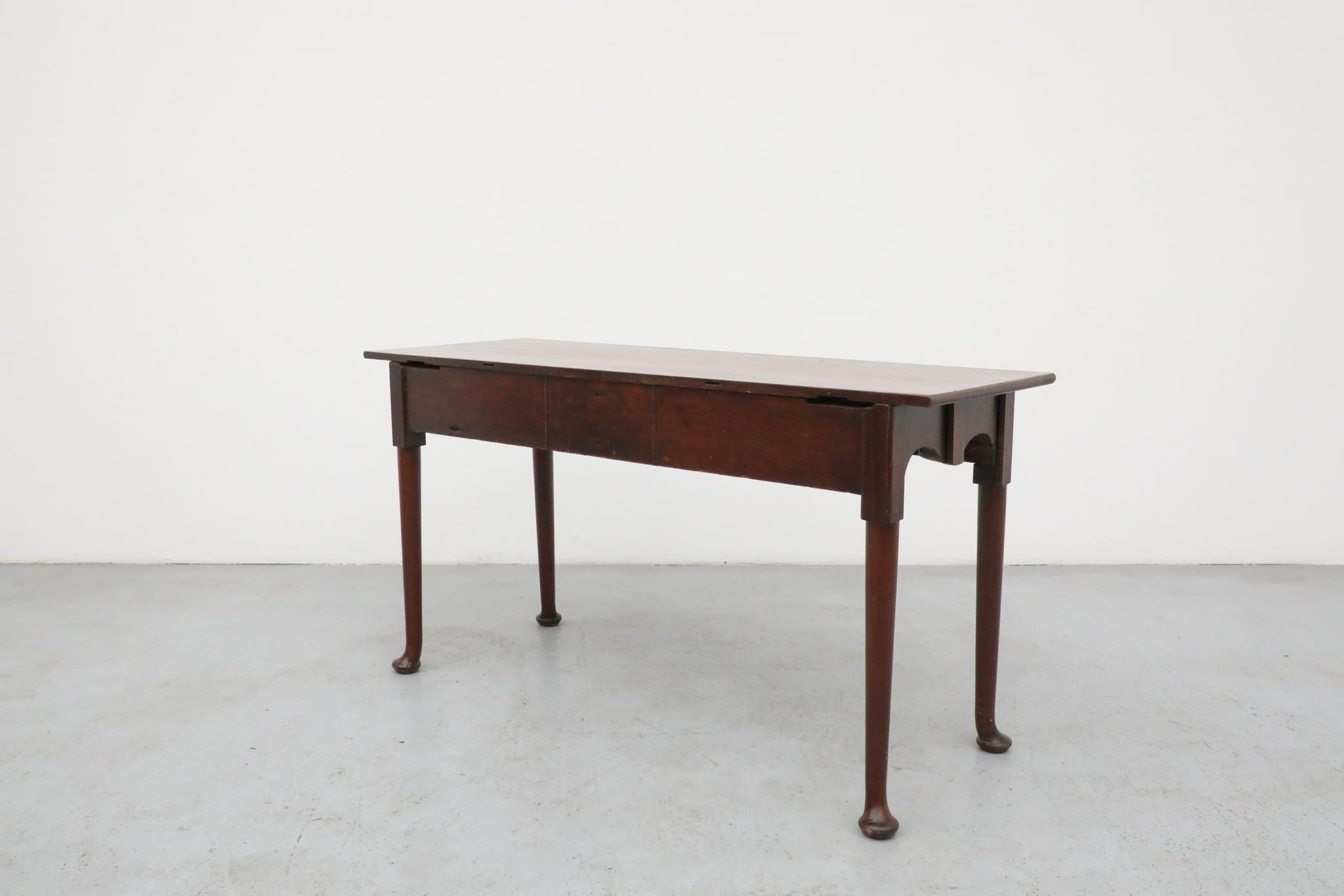 Wood Amsterdam School Entry or Console Table with Curved Feet For Sale