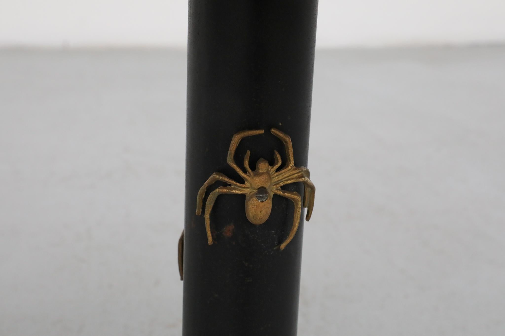 Mod Side Table with Round Marble Top and Brass Spider Motifs For Sale 7