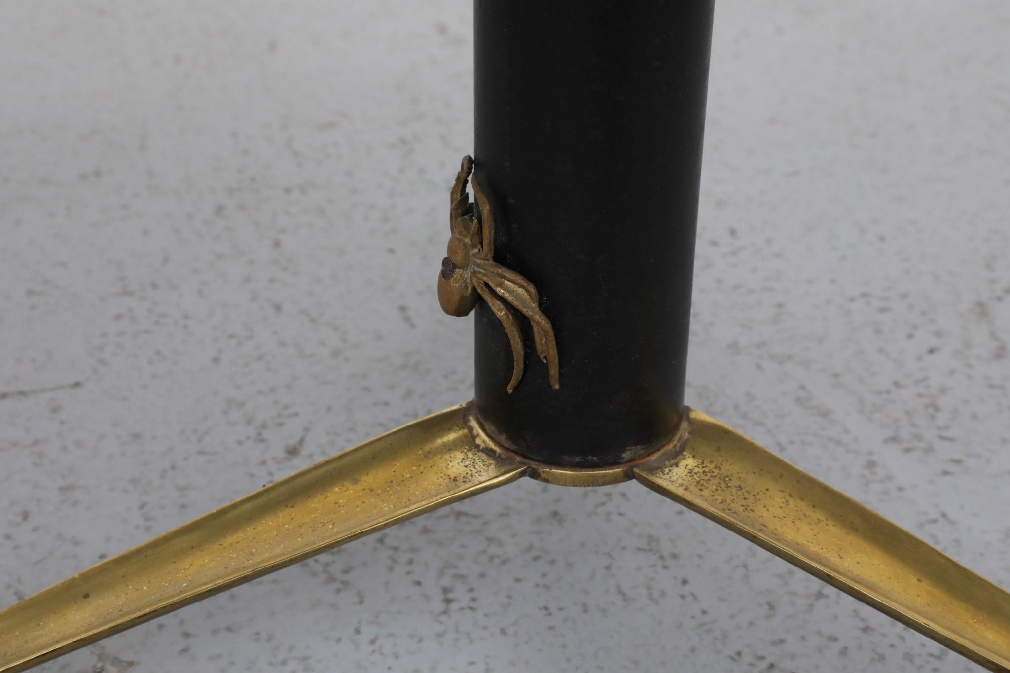 Mod Side Table with Round Marble Top and Brass Spider Motifs For Sale 8